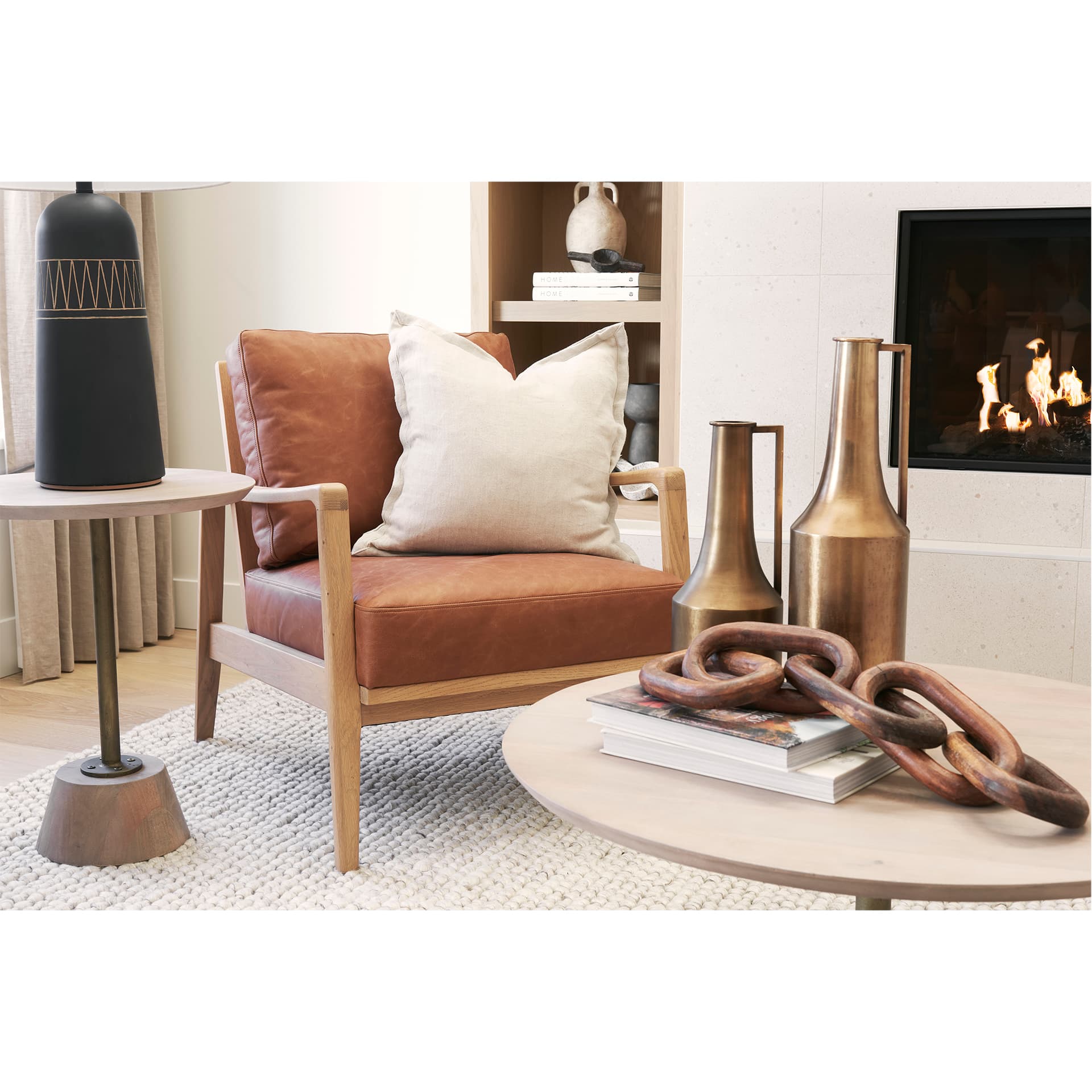 Alix 29L x 5W Brown Wooden Hand-Made 5 Link Chain — in a styled room
