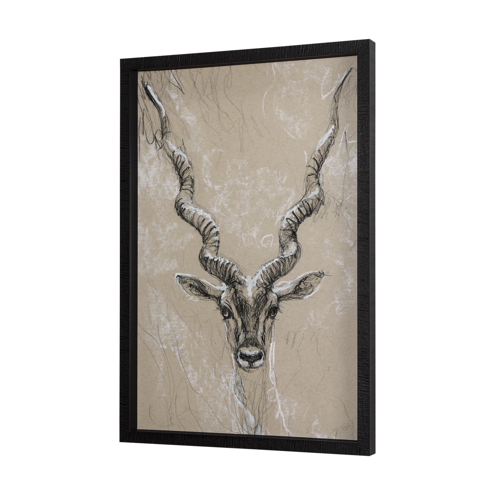 Sketch of Animal III (Antelope) Mercana Studio Hand Embellished Framed Art Print Matted under Glass — product photograph