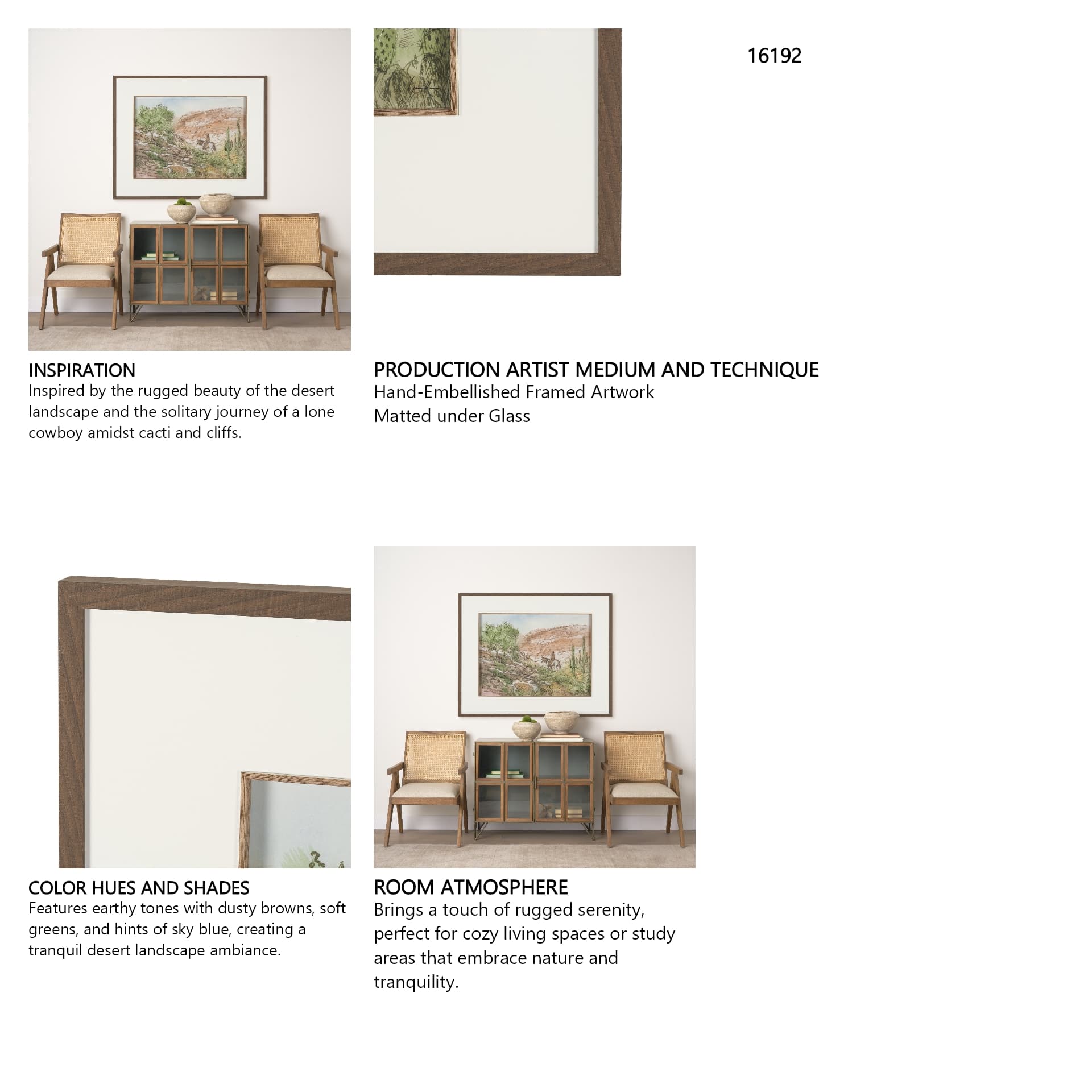 Red Rock Country I by Mercana Studio Hand-Embellished Framed Artwork Matted under Glass — in a styled room