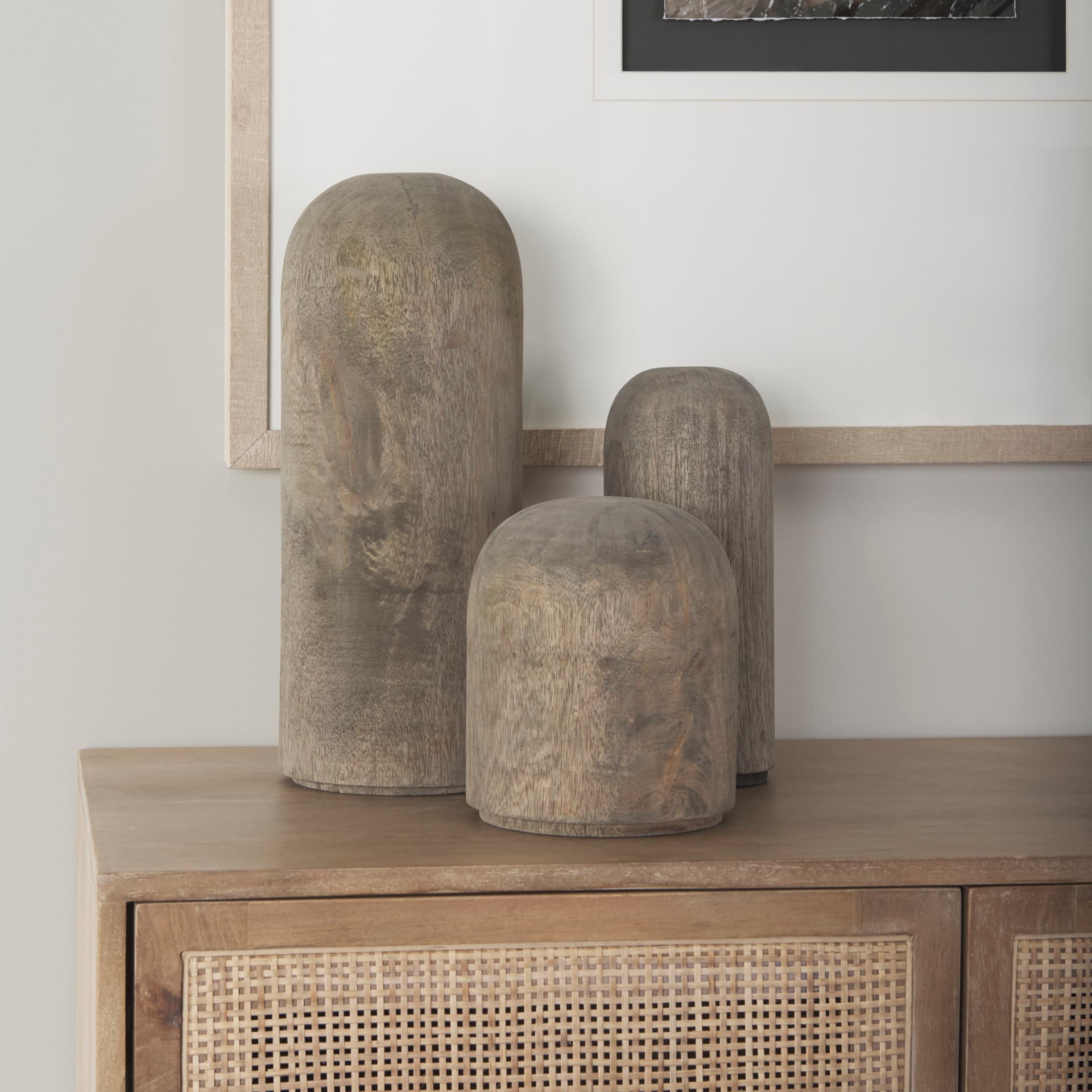 Knox Large Gray-Wash Wood Decorative Object — in a styled room