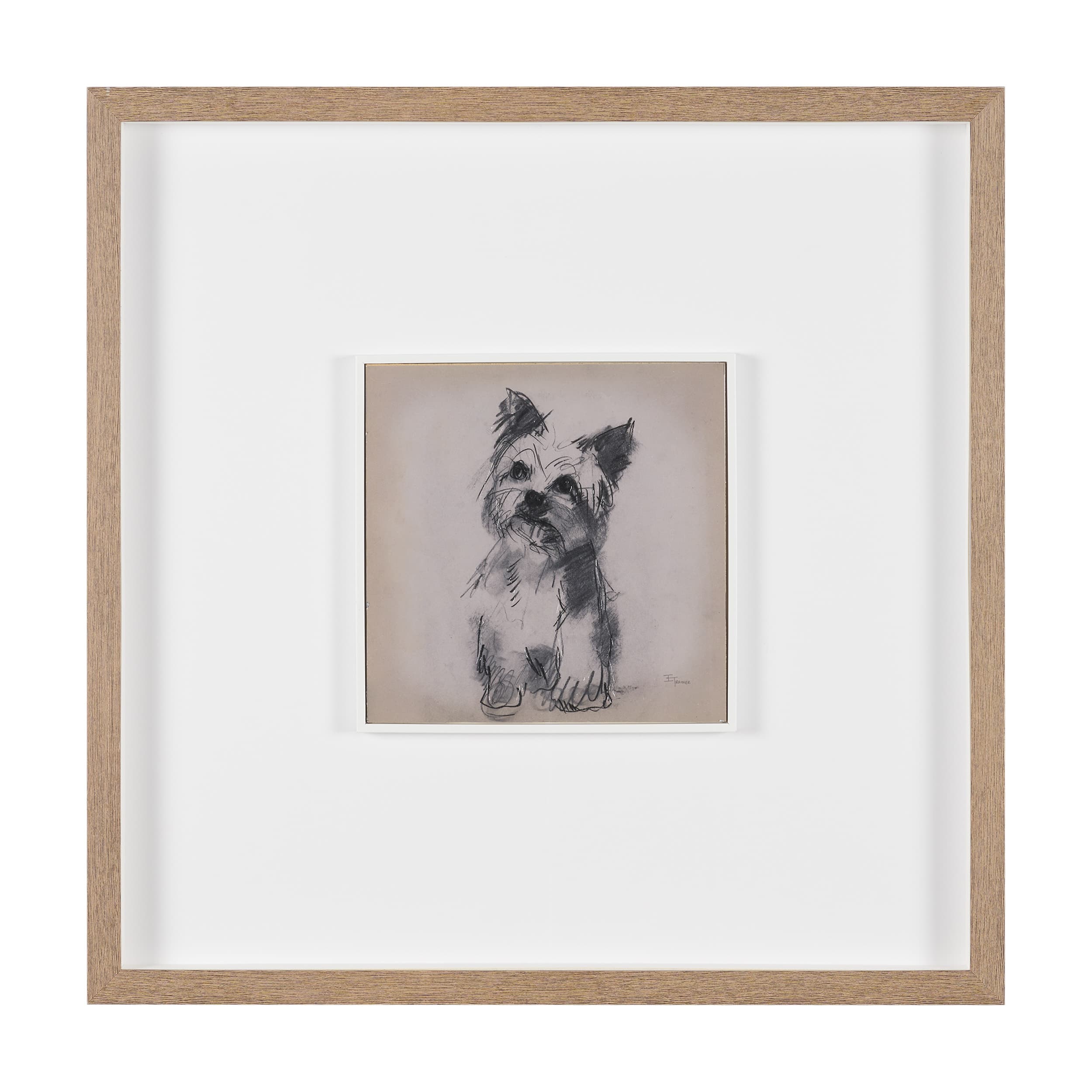 White Scottie by Mercana Studio Hand-Embellished Framed Artwork Matted under Glass — product photograph