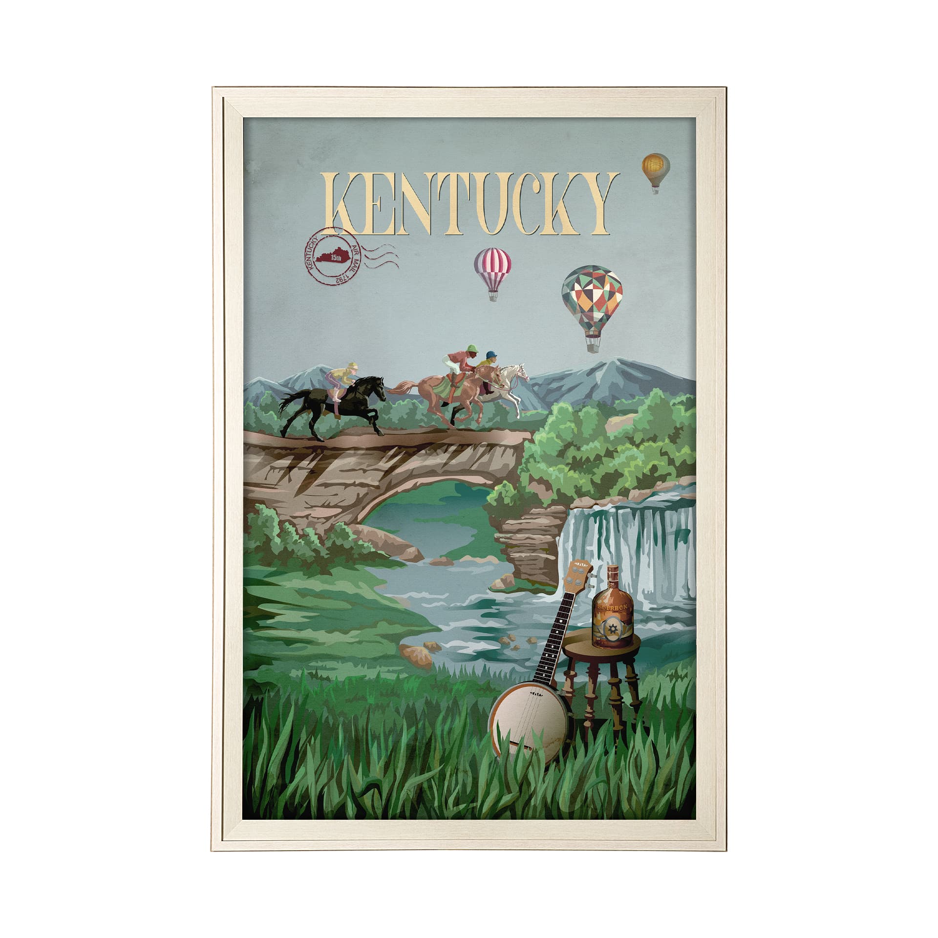 Kentucky Go USA (XL) by Mercana Studio a Hand Embellished Decograph Framed Art Print under Glass — product photograph