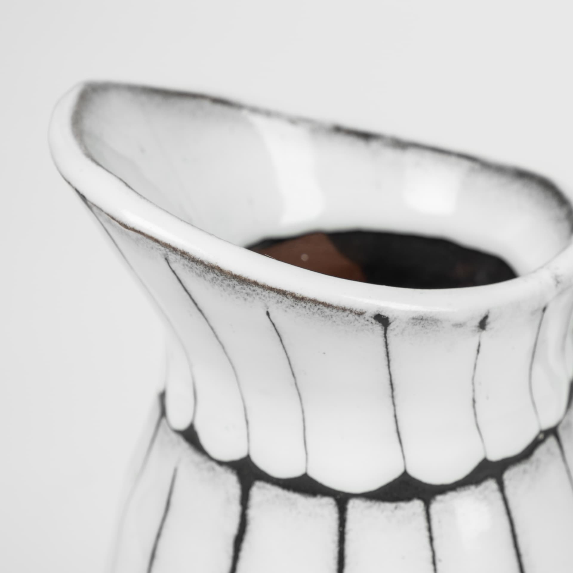 Lome Large White/Black Patterned Ceramic Water Pitcher — product photograph