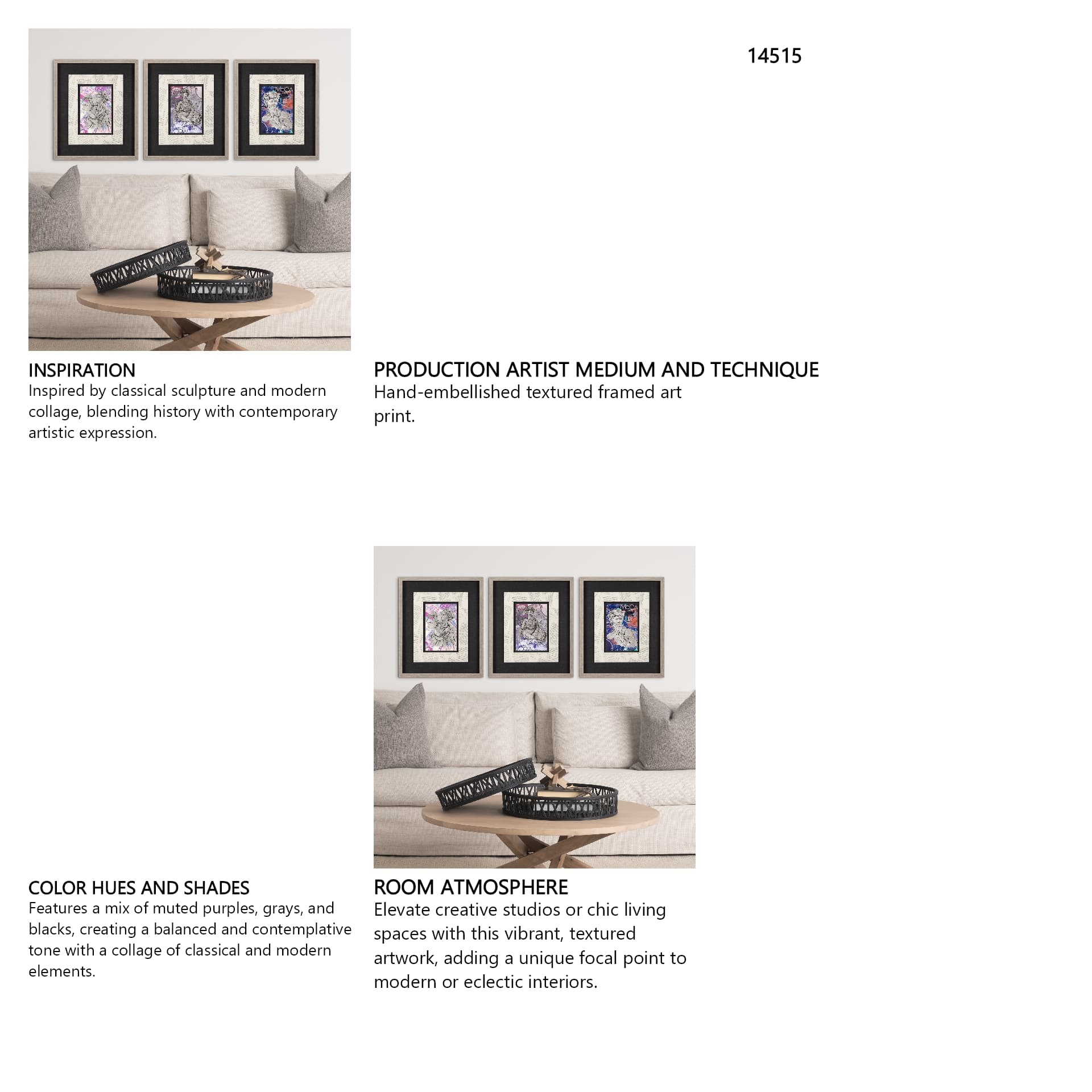 Graffiti sculpture II by Mercana Studio Hand Embellished Textured Framed Art Print Matted under Glas — in a styled room