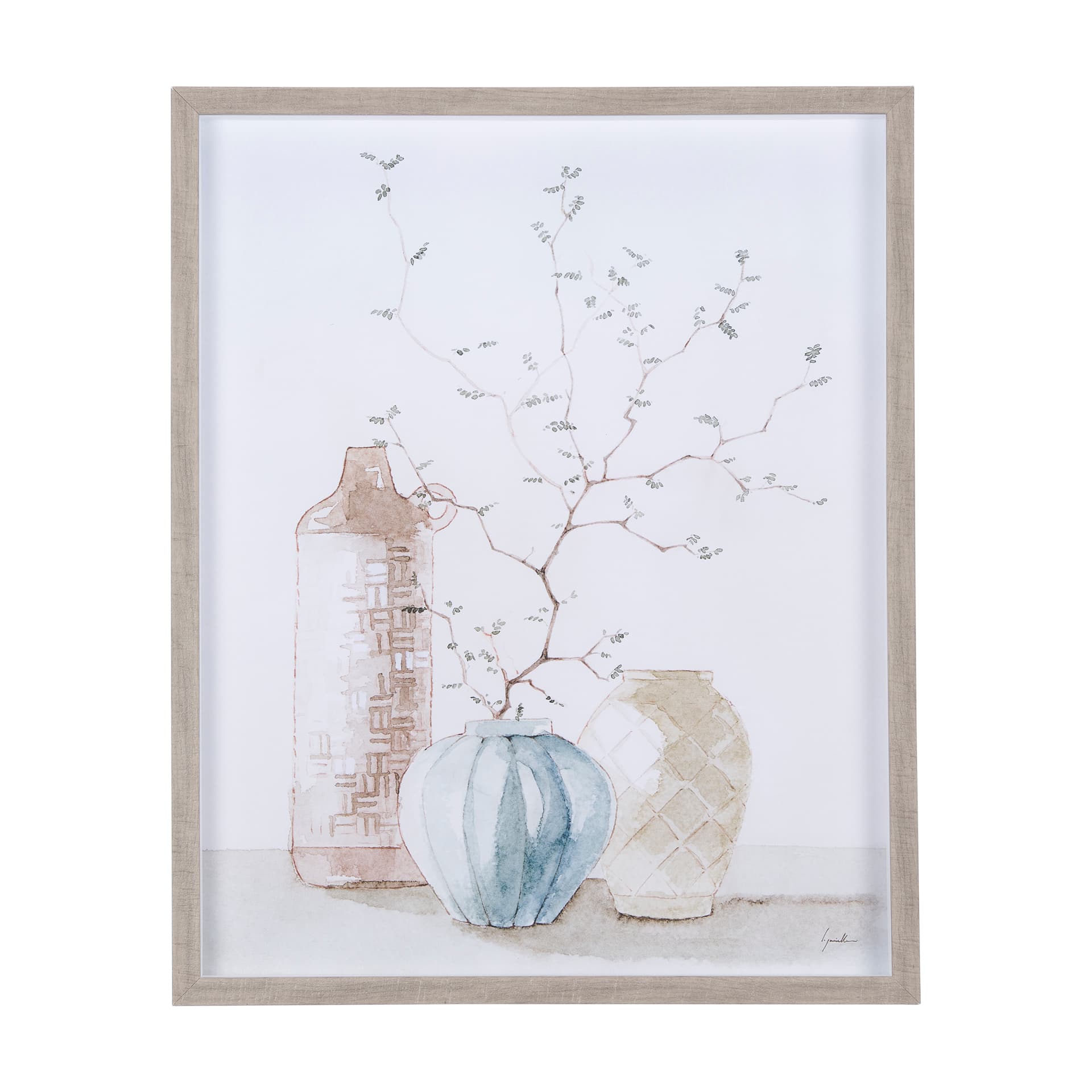 Boho BranchesII by Mercana Studio a Hand Embellished Textured Framed Art Print Matted under Glass — product photograph