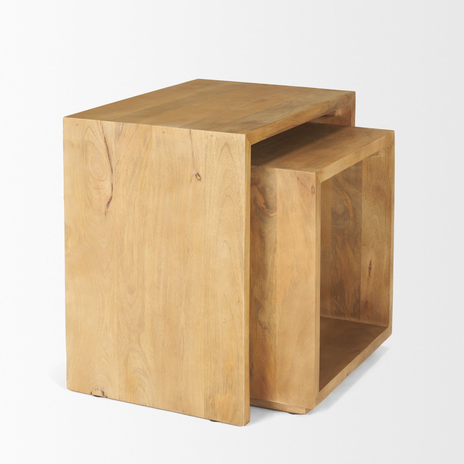 Alanna 22.0L x 15.0W x 22.0H Set of 2 Brown Wood Nesting Accent Tables — product photograph