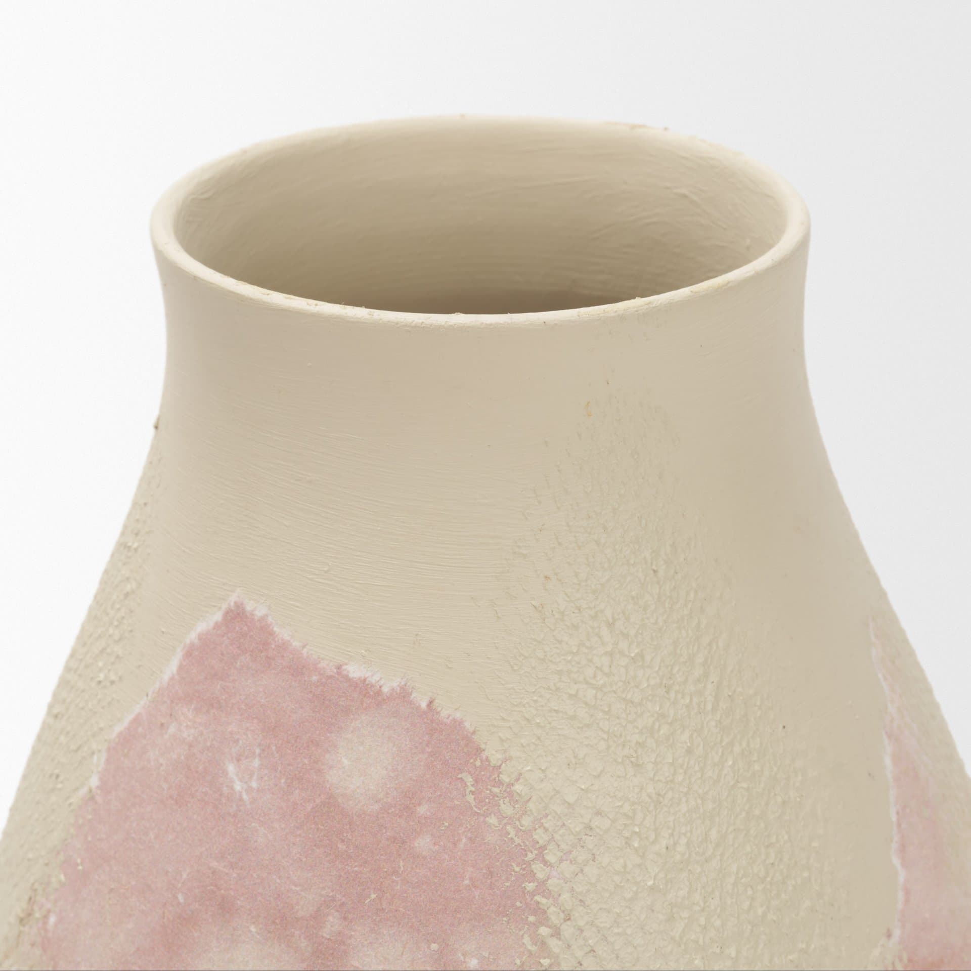 Velo Cream w/Blush Pink Hand-Painted Terracotta Decorative Vase — product photograph