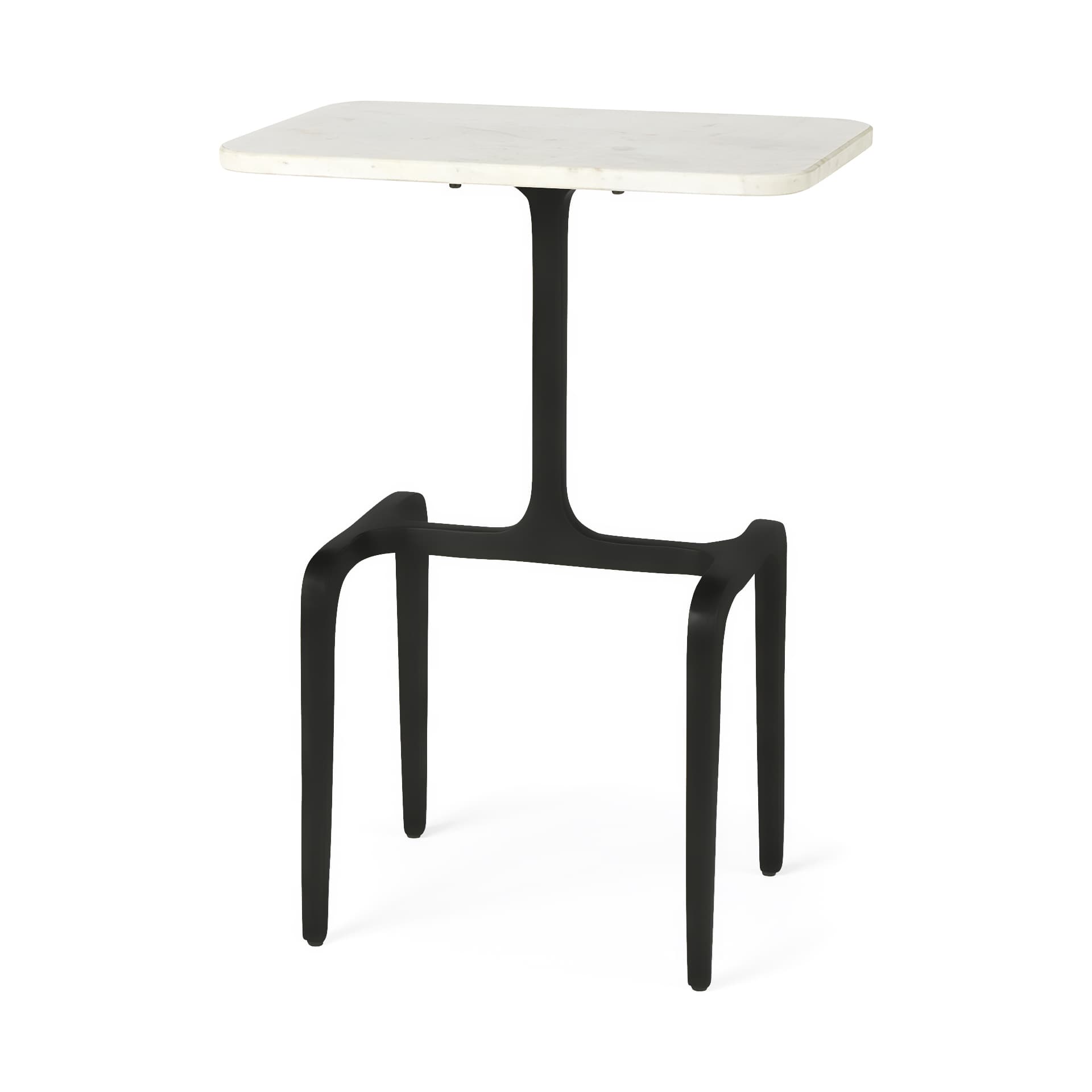 Preston White Marble Tabletop w/ Matte Black Iron Base Accent Table — product photograph