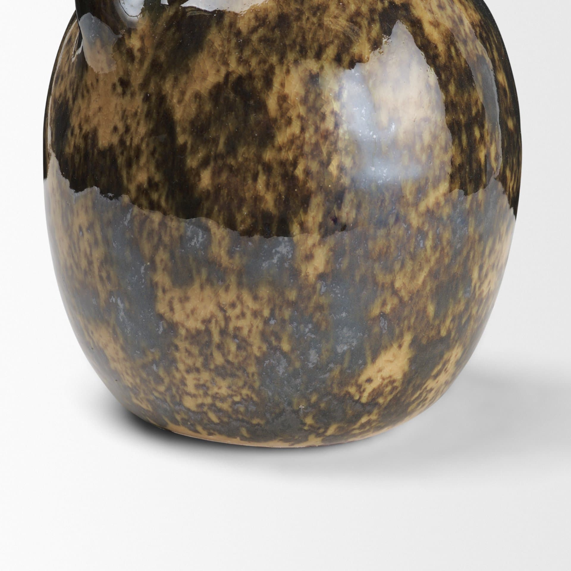 Aven Mottled Brown Glazed Ceramic Tall Neck Decorative Vase w/ Handles — product photograph