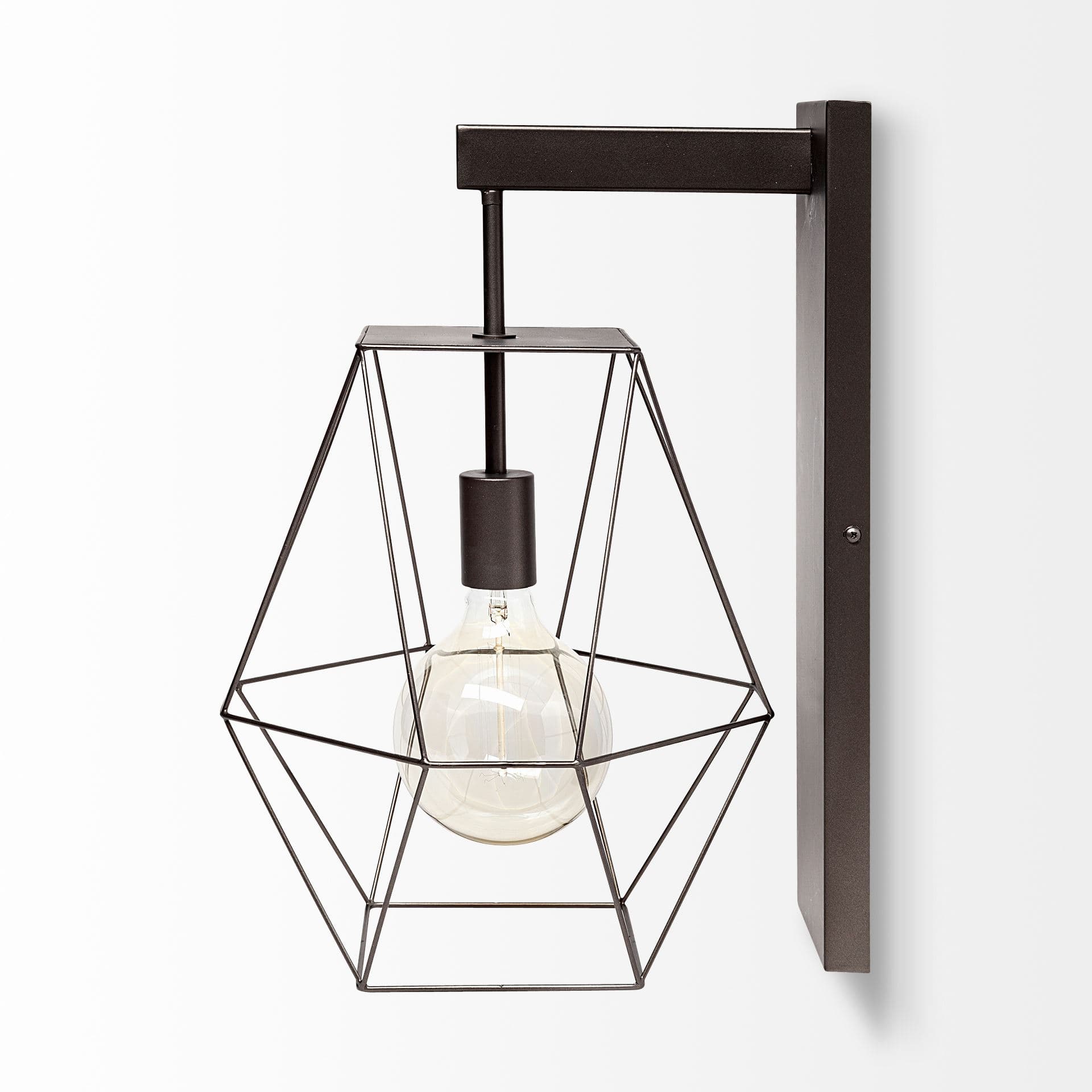 Cordova 12x19 Gray Metal Hanging Bulb Caged Wall Sconce — product photograph