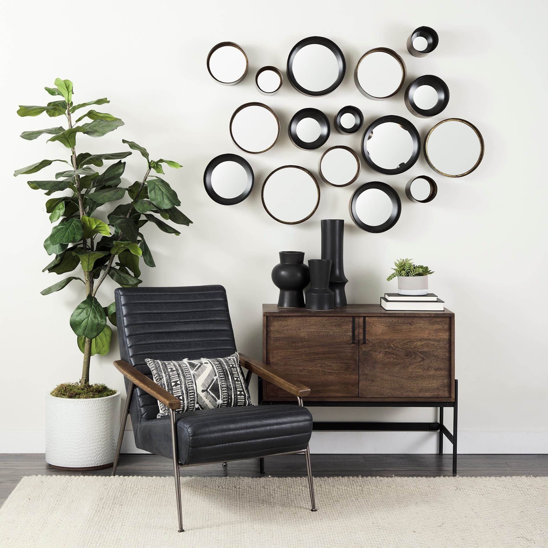 Aromaticum Set of 8 Brown Metal Mirrors — in a styled room