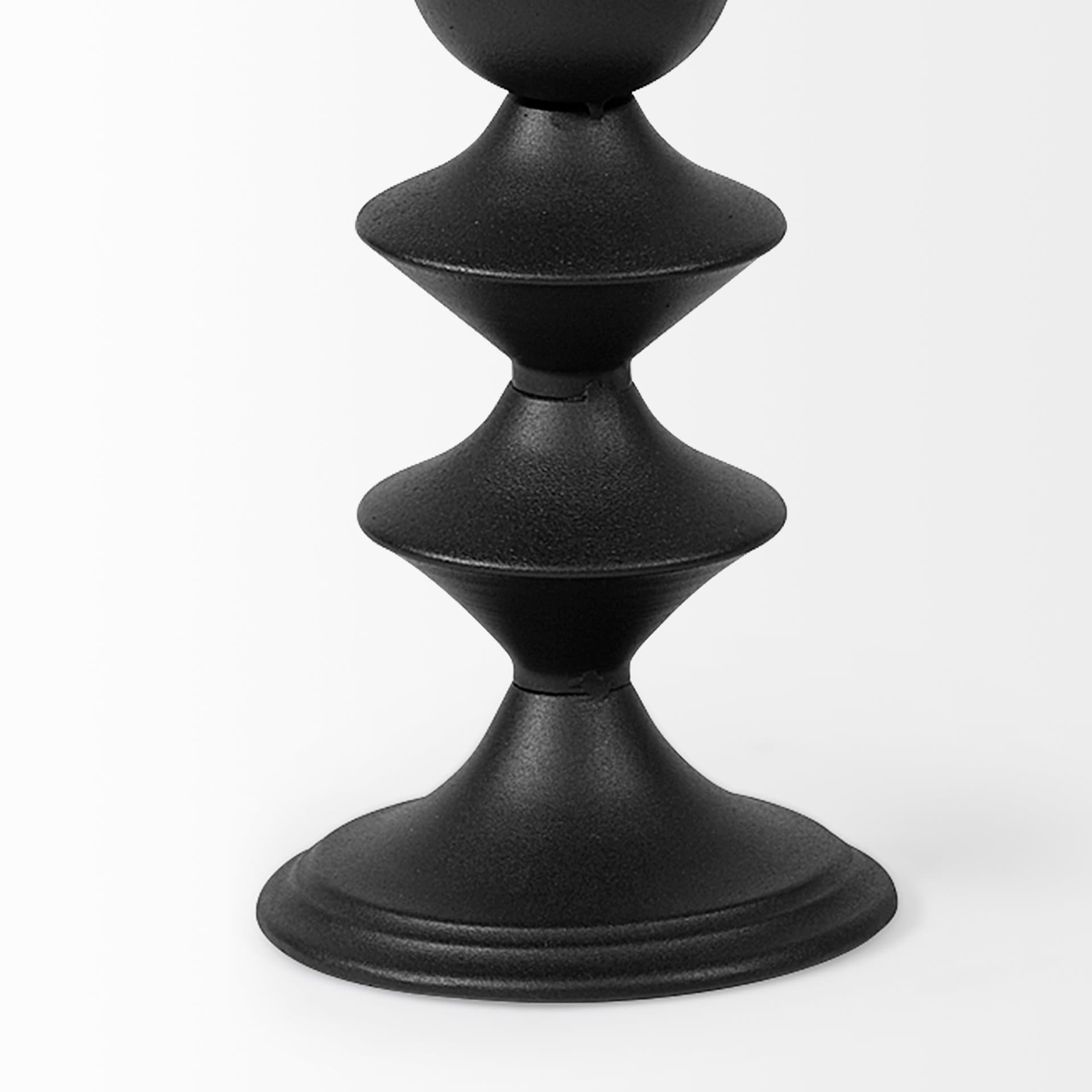 Candelero II Large Black Metal Grooved Table Candle Holder — product photograph