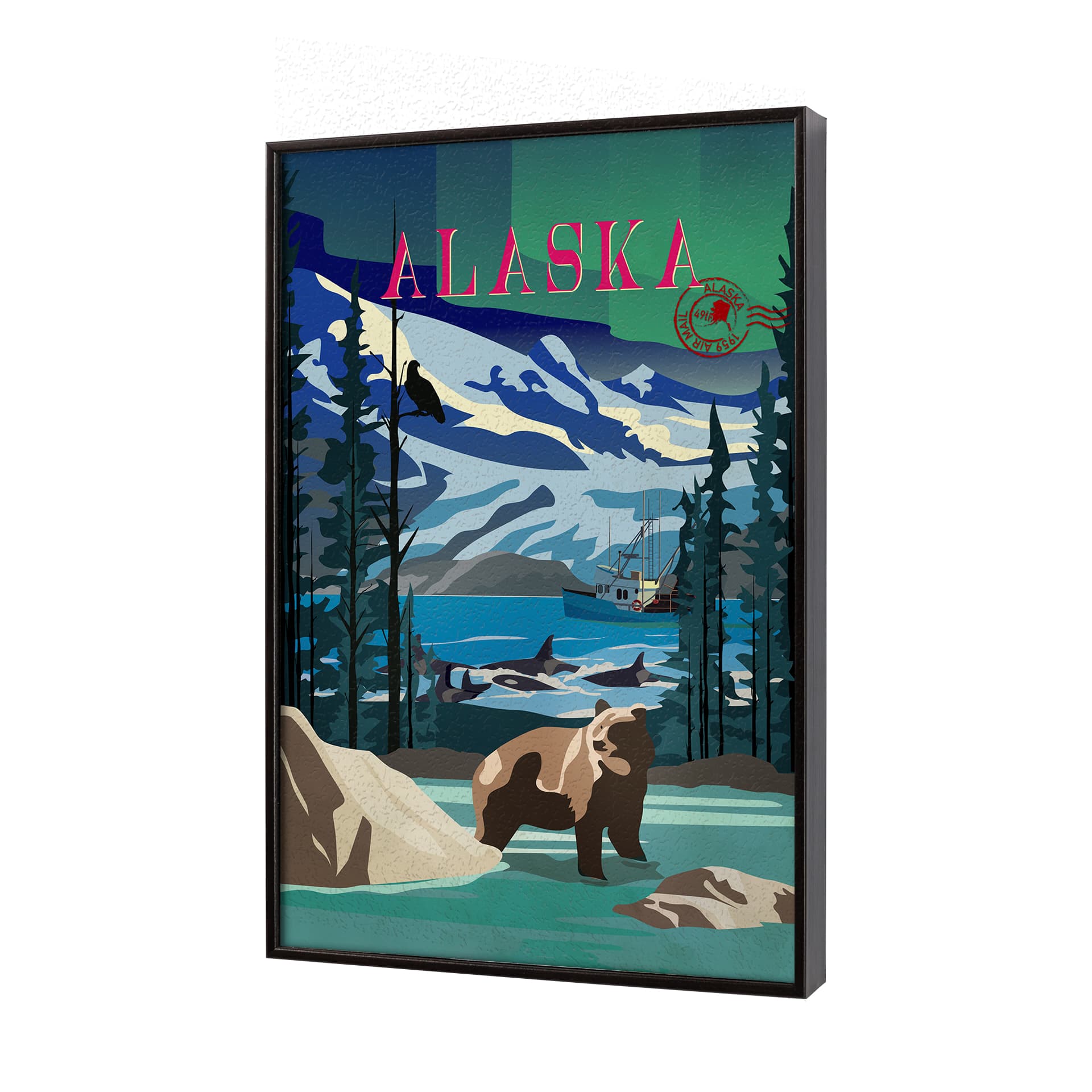 Alaska Go USA (SM) by Mercana Studio a Hand Embellished Decograph Framed Art Print — product photograph