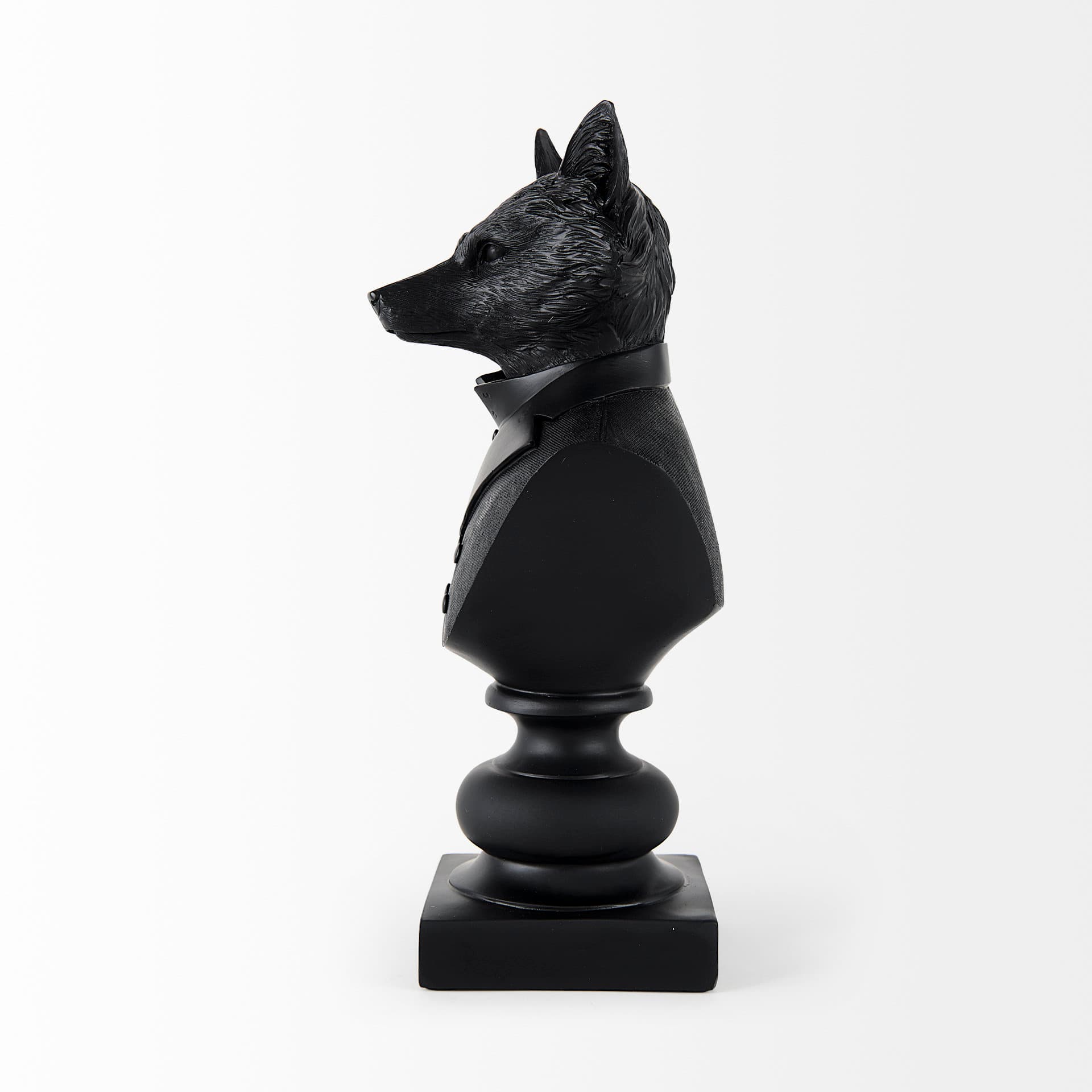 Murray 13H Black Painted Resin Fox in a Suit Bust — product photograph