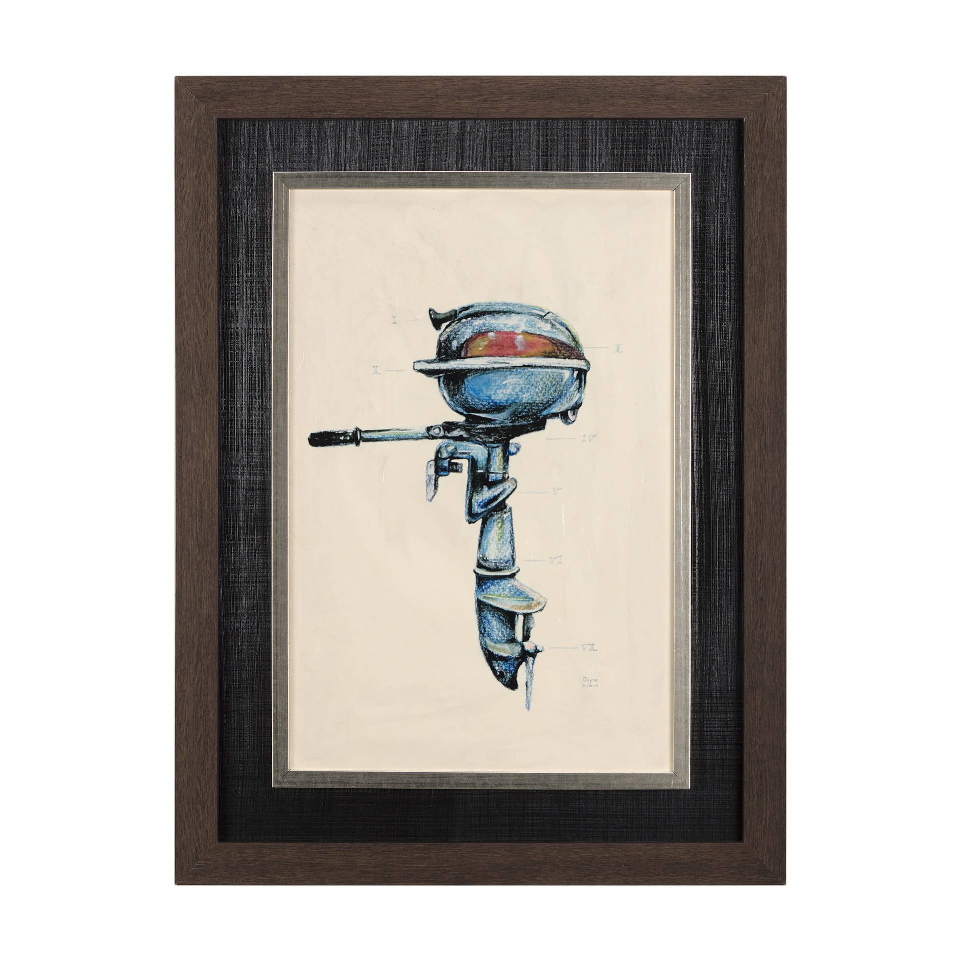 Vintage Motor I by Mercana Studio a Hand Embellished Textured Framed Art Print — product photograph