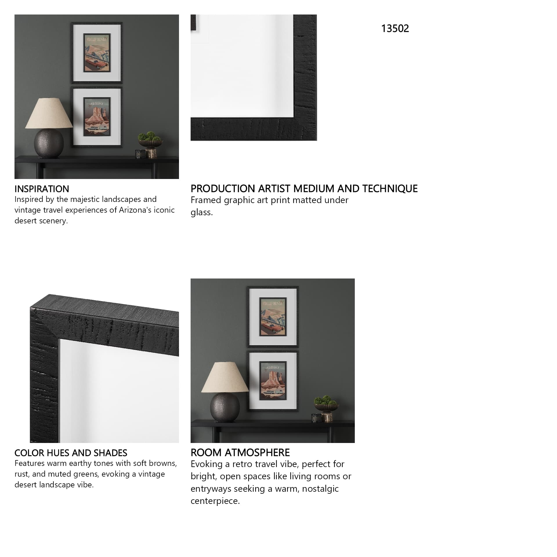 Arizona Go USA (M) by Mercana Studio a Framed Art Print Matted under Glass — in a styled room