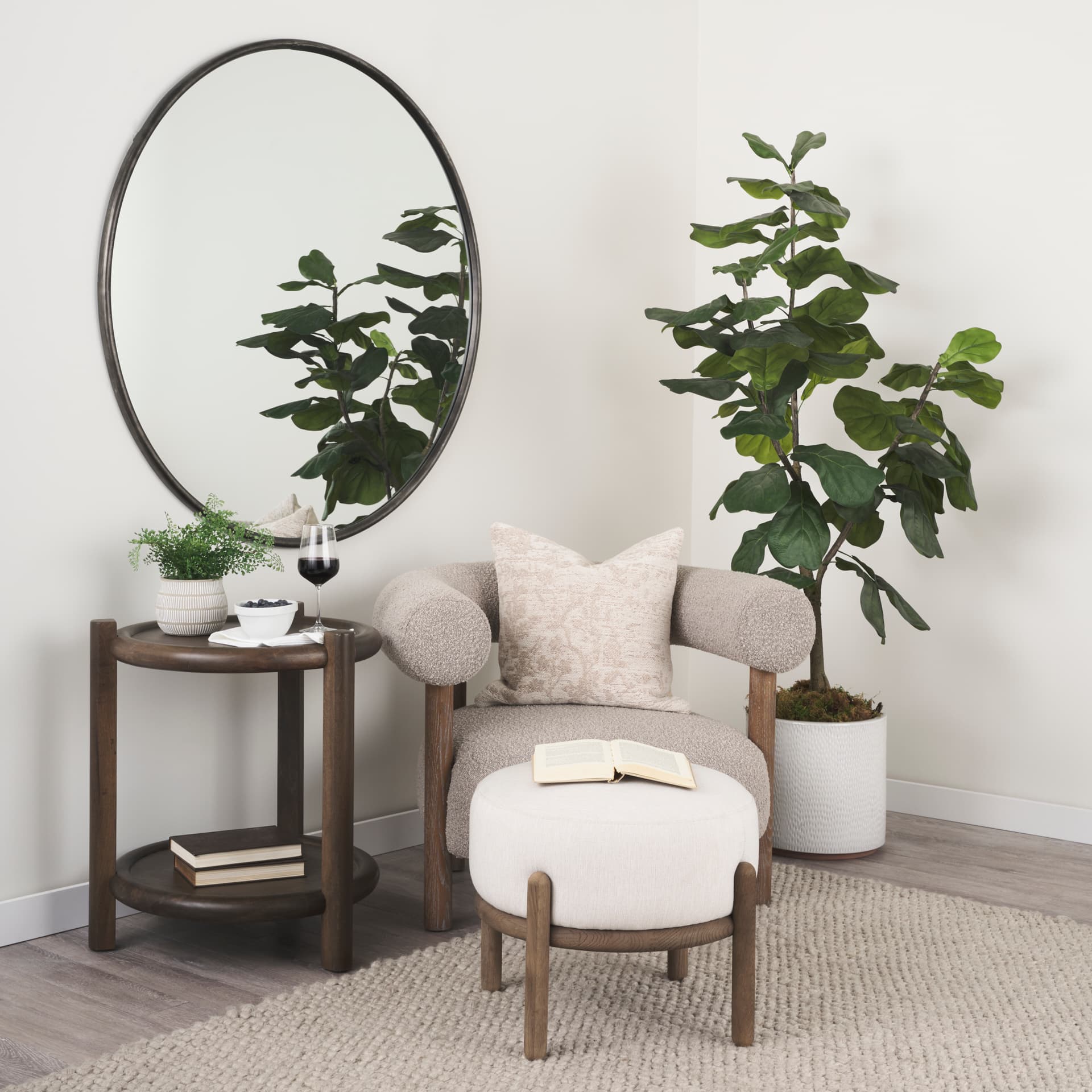 Khloe 20x20 Cream Square Pillow Cover w/Non-Allergen Filler — product photograph