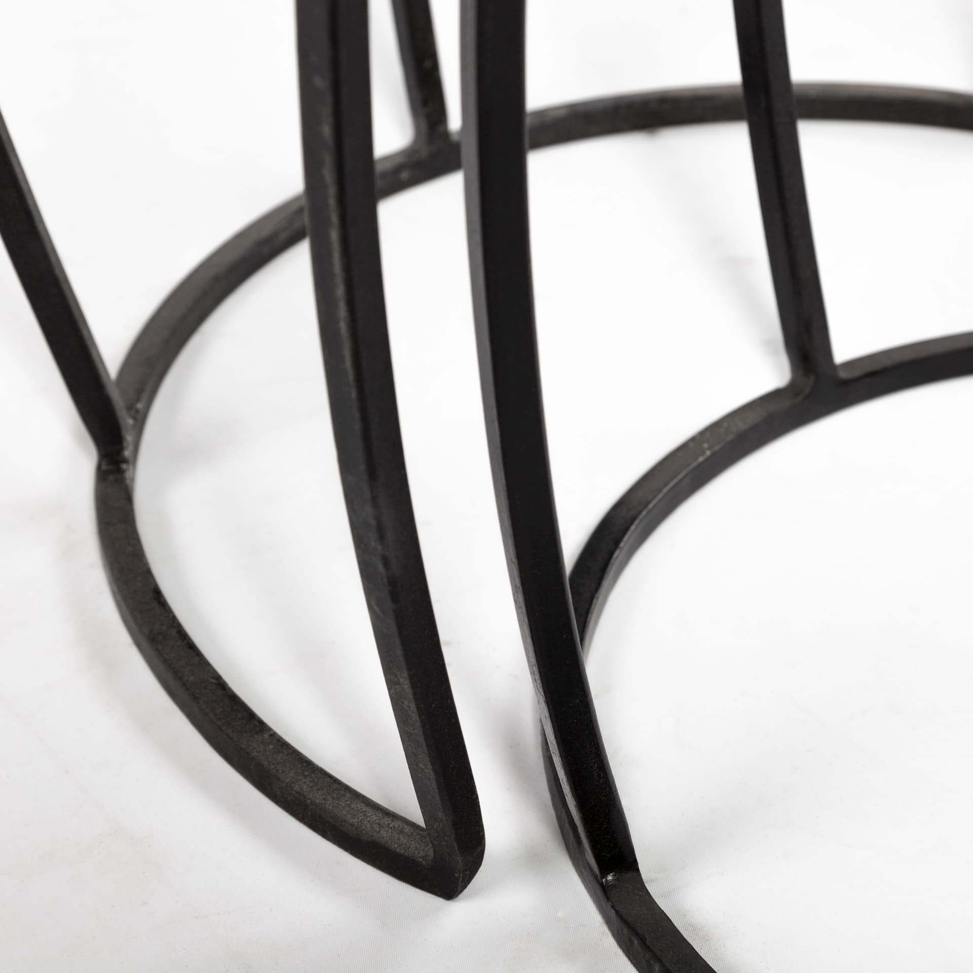 Clapp III (Set of 2) 20L x 20W Brown Round Wood Top W/ Black Metal Frame Nesting Accent Tables — product photograph