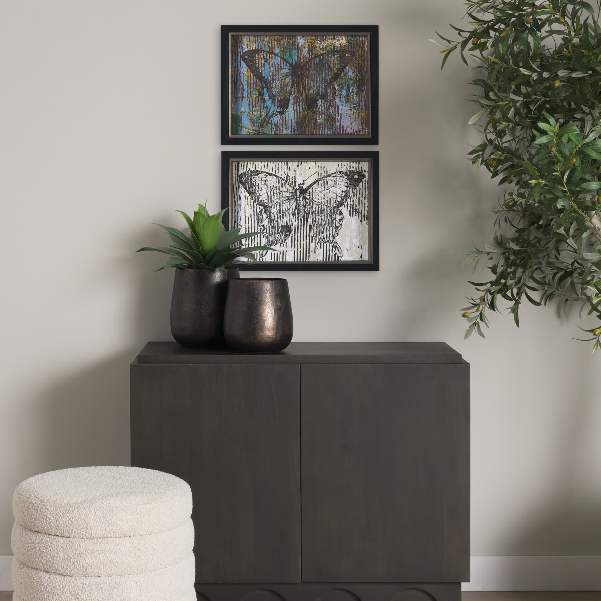 Papillon III by Mercana Studio a Hand Embellished Framed Art Print — in a styled room