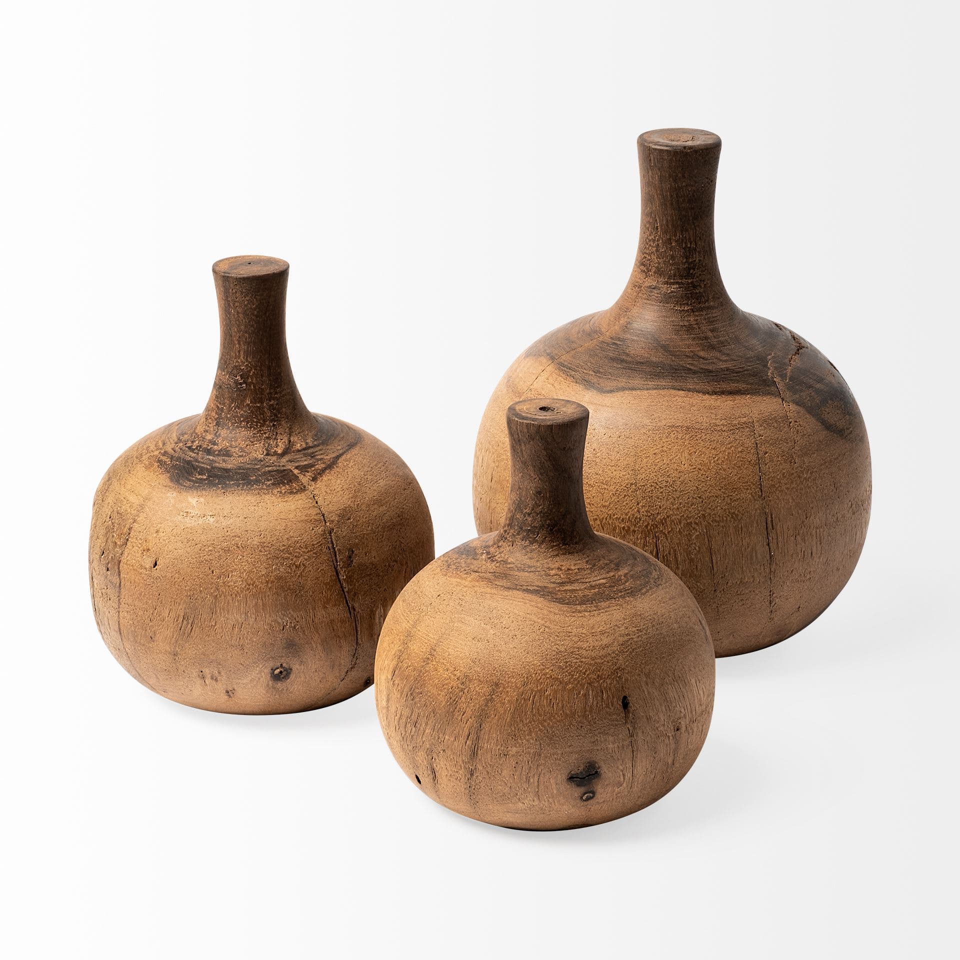 Afra Large Solid Wood Vase Shaped Decorative Object — product photograph
