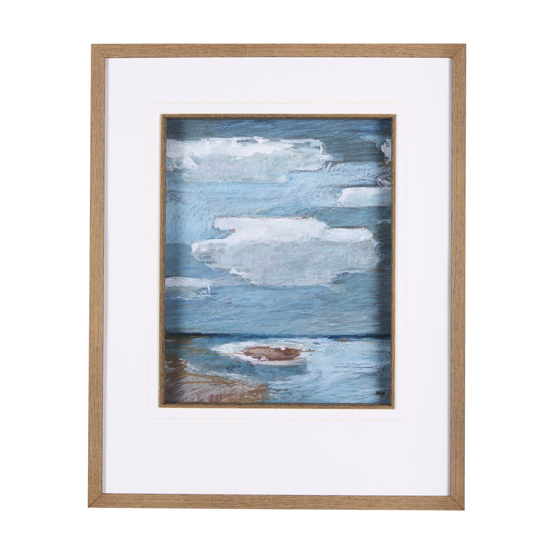 Cloud Bay I by Mercana Studio a Hand Embellished Textured Framed Art Print Matted under Glass — product photograph