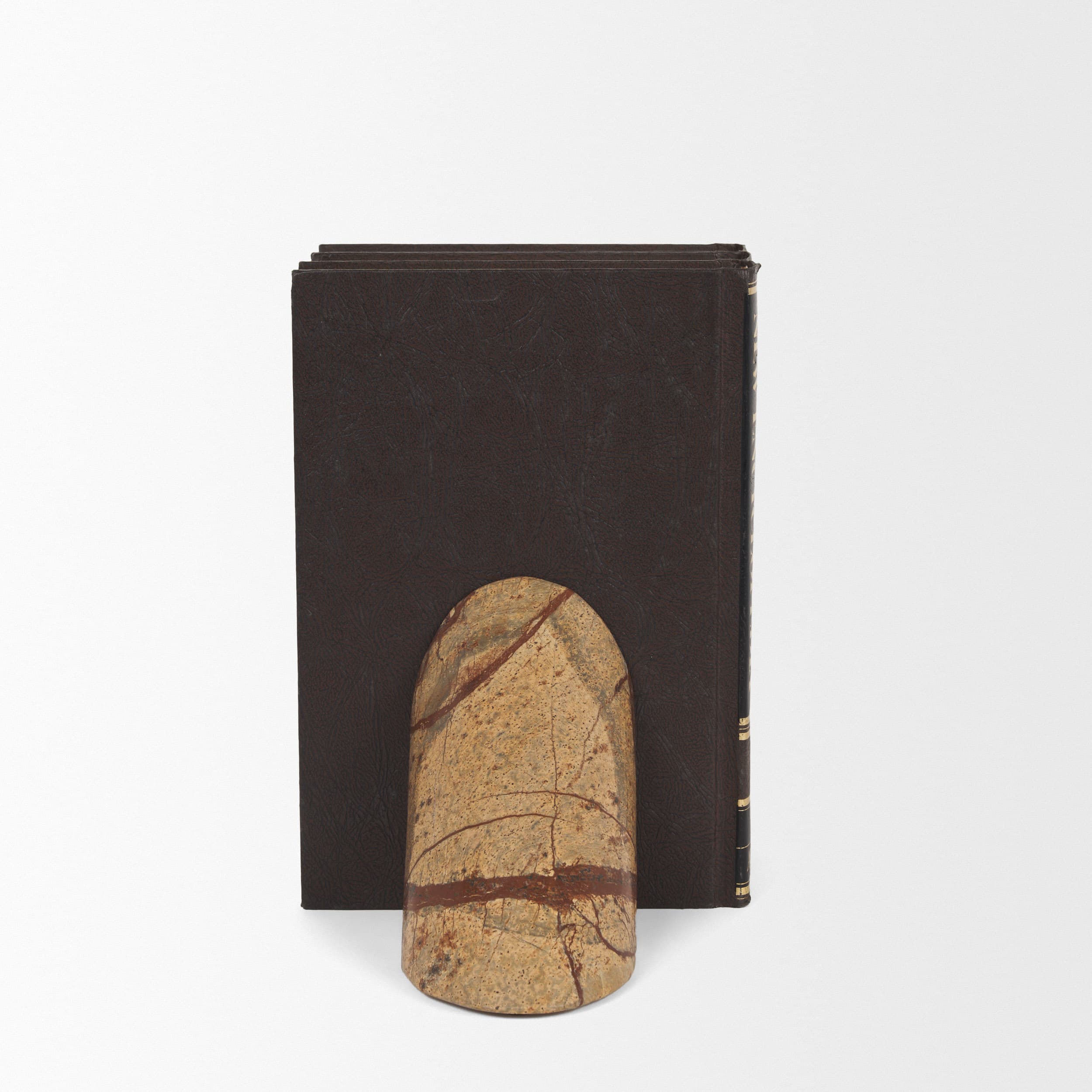 Rahima Brown Forest Marble Angled Bookends — product photograph