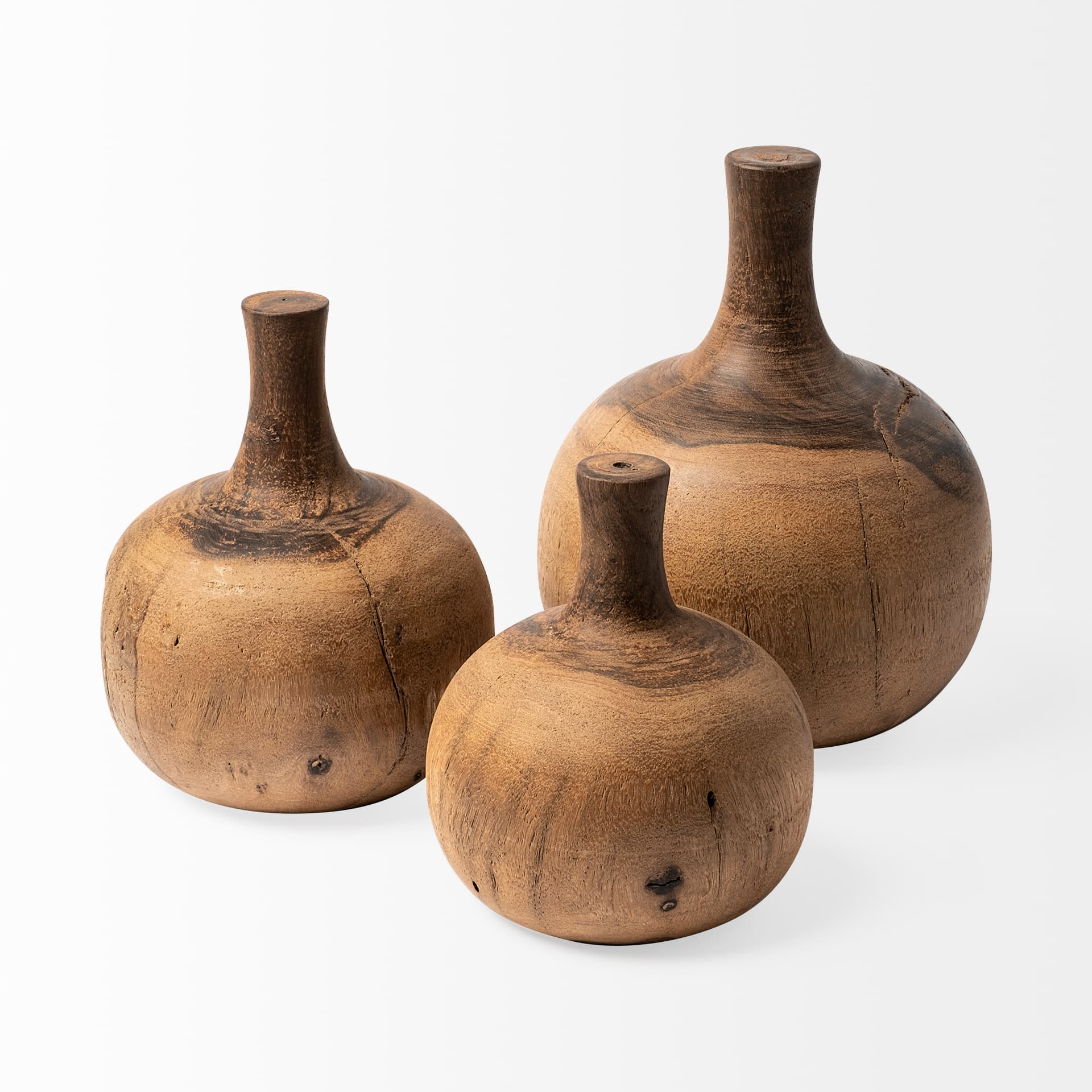 Afra Medium Solid Wood Vase Shaped Decorative Object — product photograph