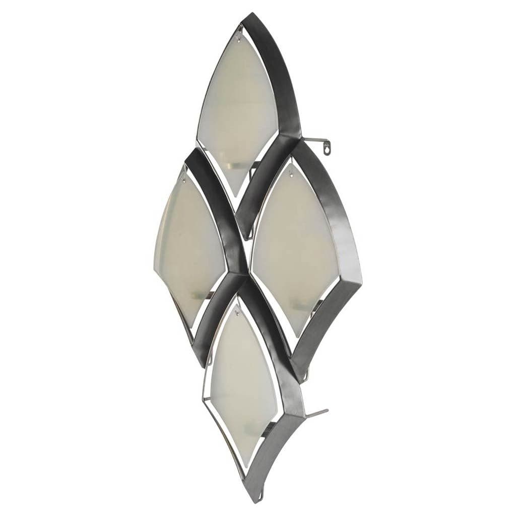 Tarmac II Collection of 4 Silver Metal Frame w/Frosted Glass Shade Wall Candle Holder — product photograph
