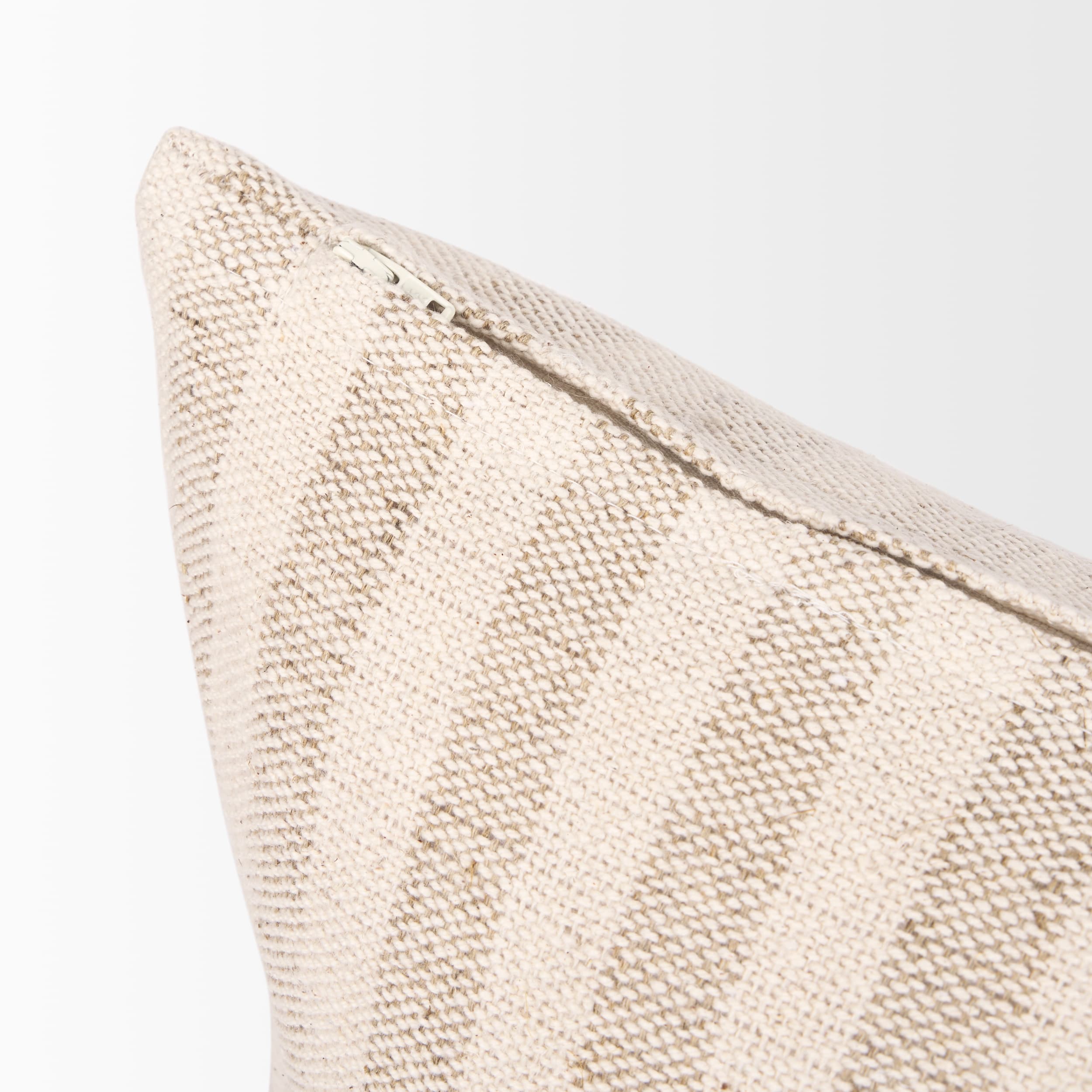 Jace 14x26 Cream w/ Beige Stripe Lumbar Decorative Pillow Cover — product photograph