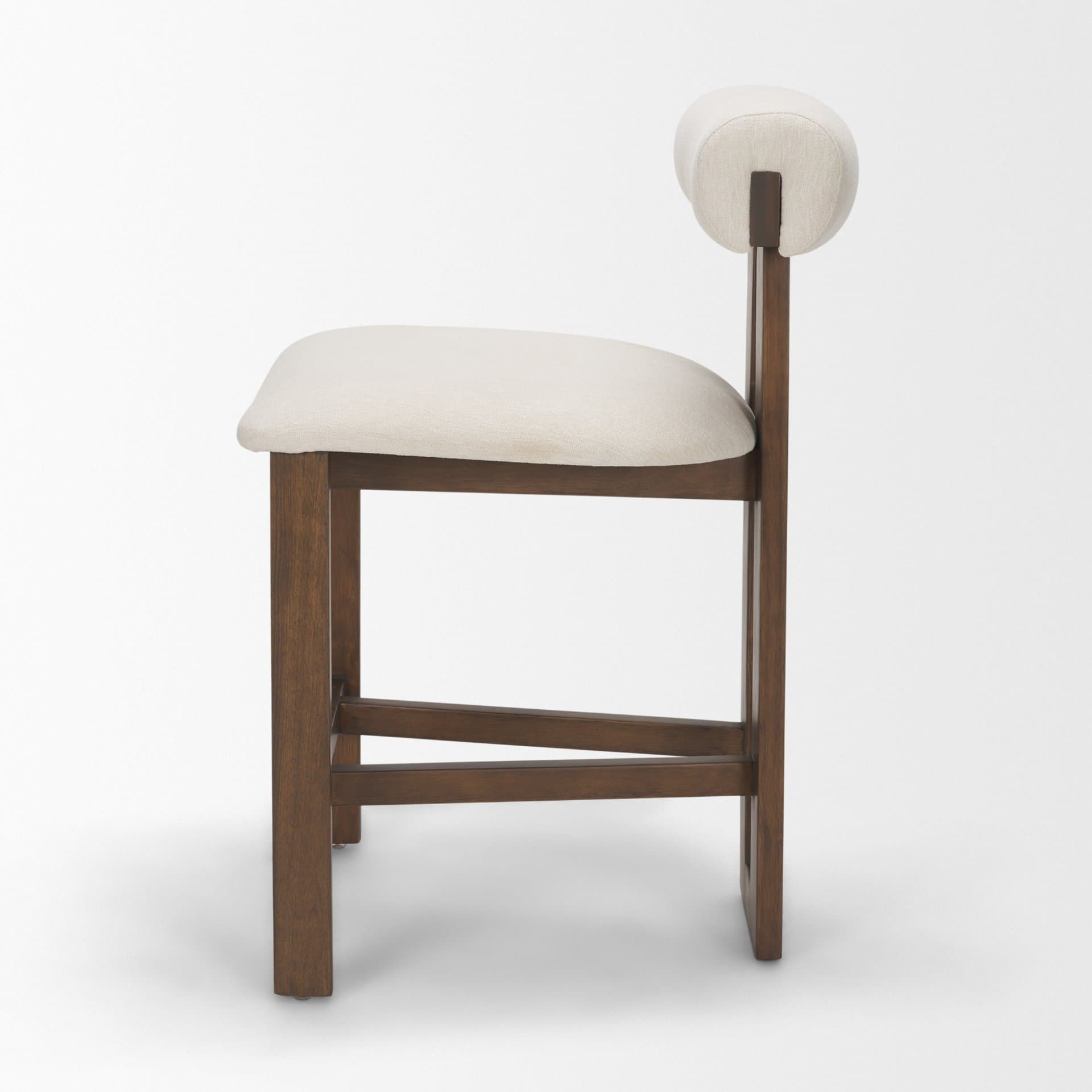 Tribeca Open Back 36.5in Seat Counter Stool | Cream Fabric w/ Wood — product photograph
