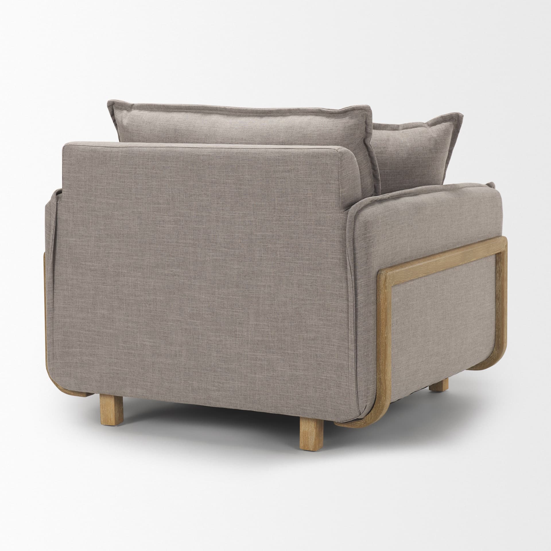 Roy II Flint Gray Upholstered and Brown Wood Frame Arm Chair — product photograph