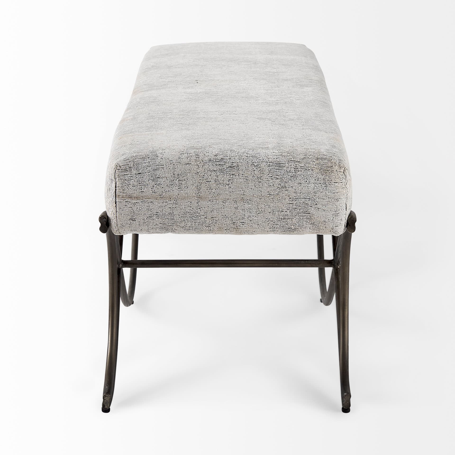 Ayla 55L x 17.6W x 18H Dark Gray Fabric Seat W/ Dark Nickel Metal Frame Bench — product photograph