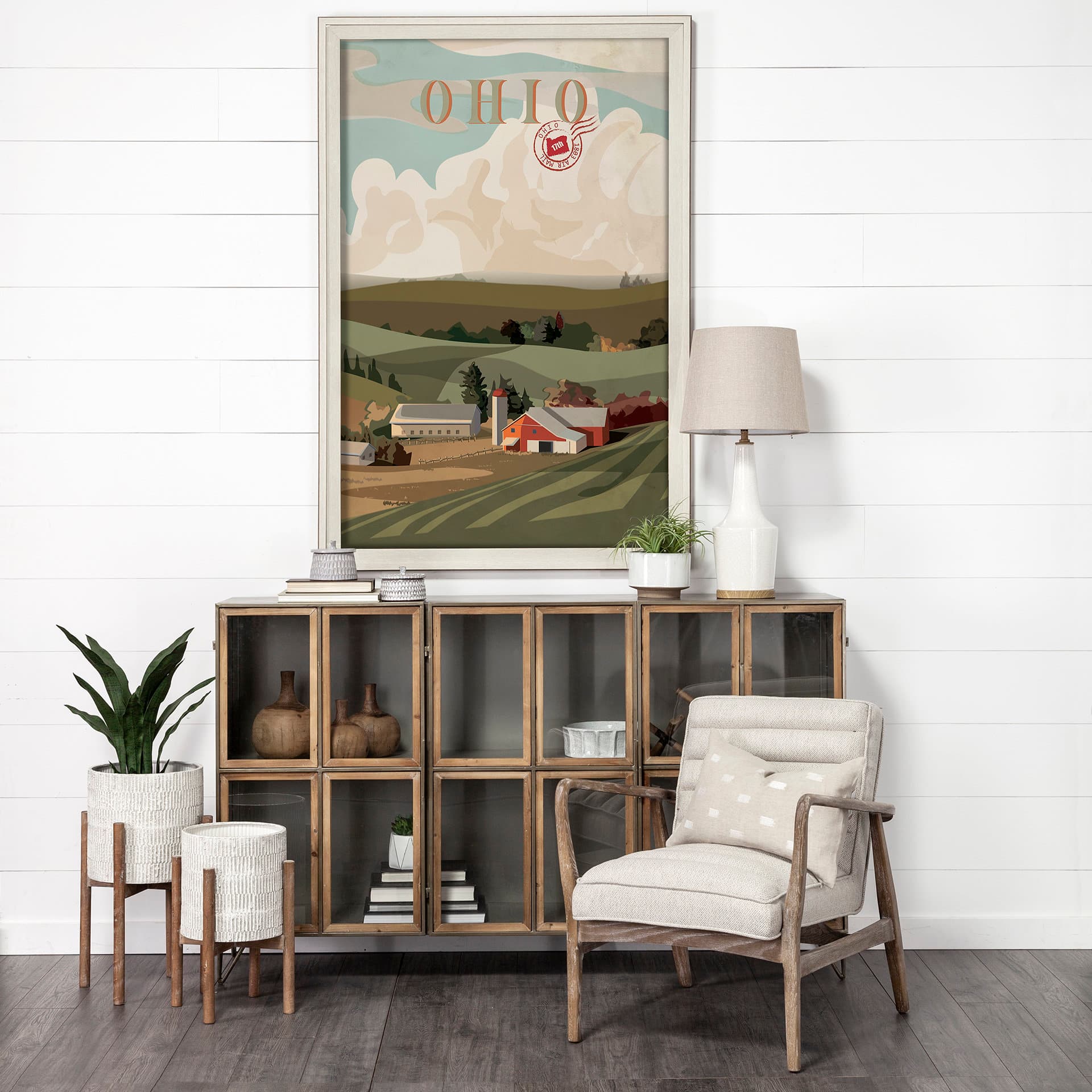 Ohio Go USA (XL) by Mercana Studio a Hand Embellished Decograph Framed Art Print under Glass — in a styled room