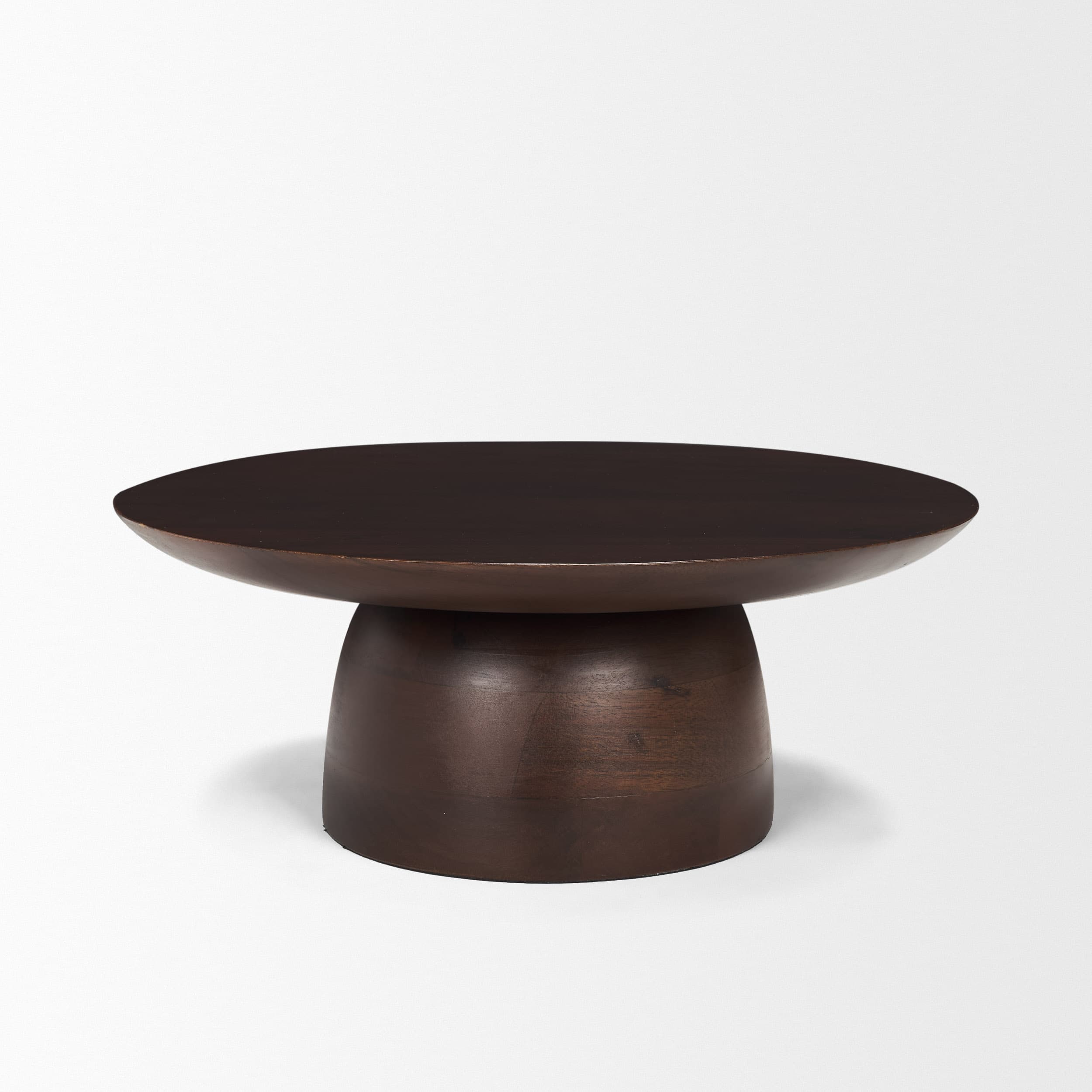 Sadira Small Mid-Dark Brown Solid Wood Round Riser — product photograph