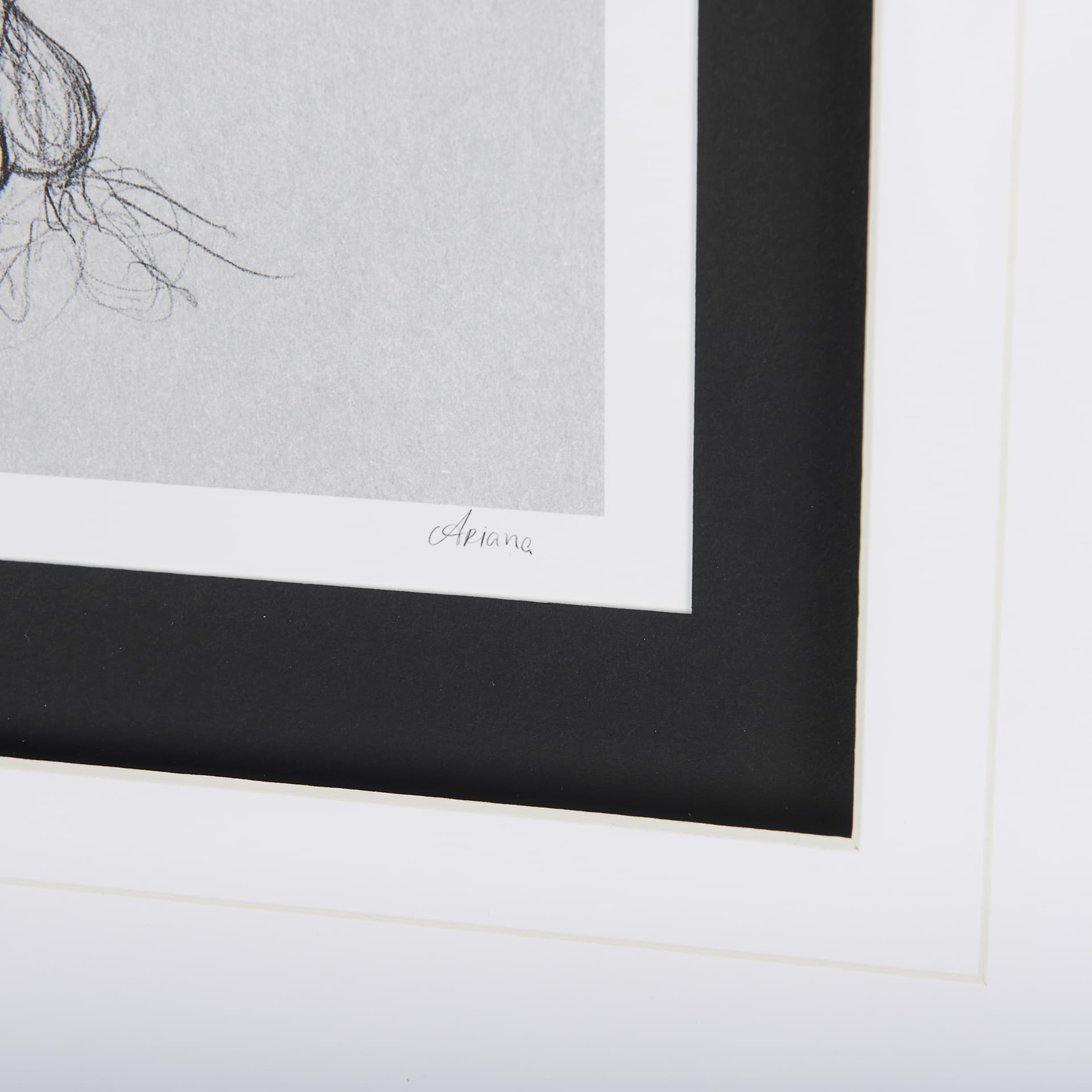 Botanical sketches V (Grey) by Mercana Studio Hand Embellished Framed Art Print Matted under Glass — product photograph