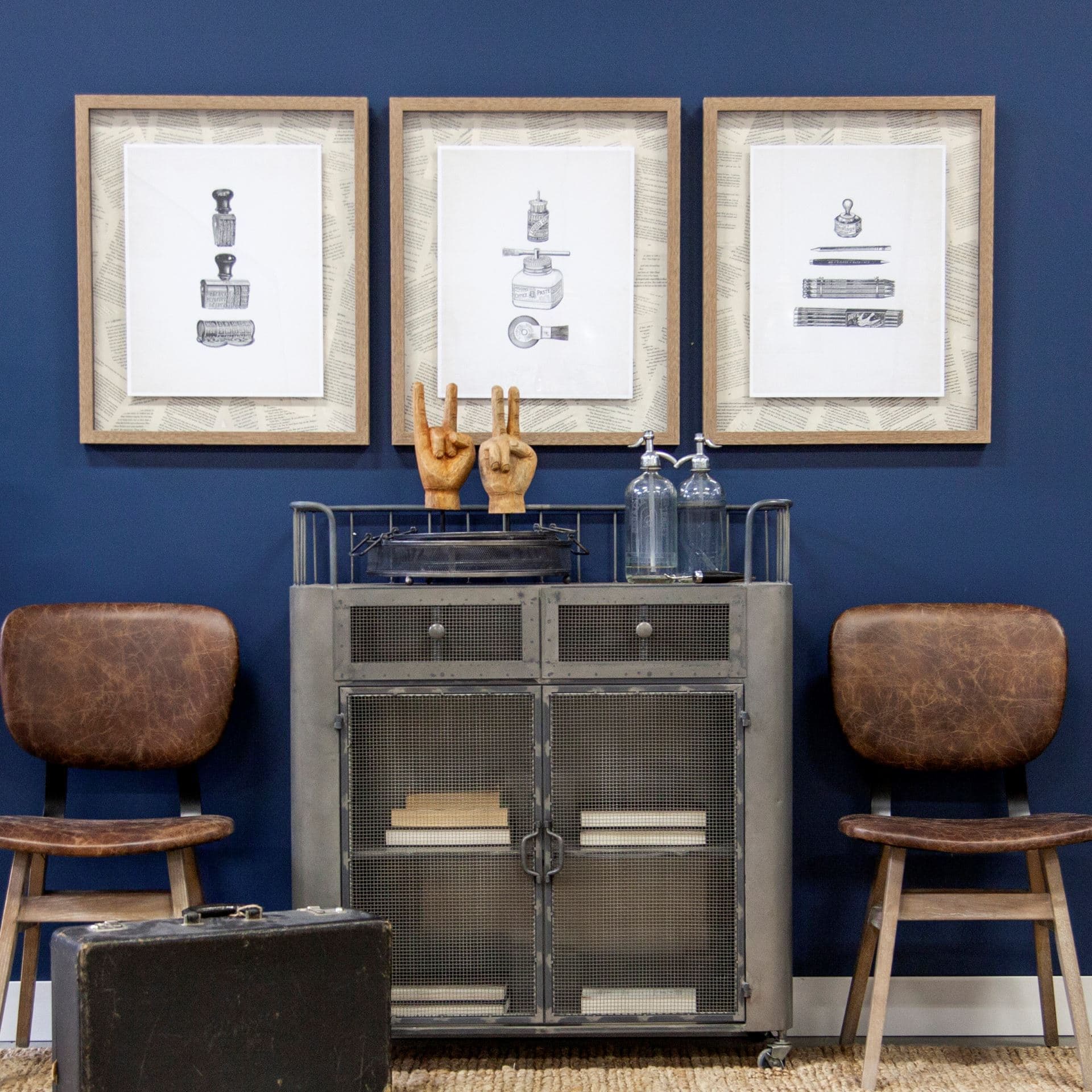 Glued by Sam Appleman a Framed Art Print Matted under Glass — in a styled room