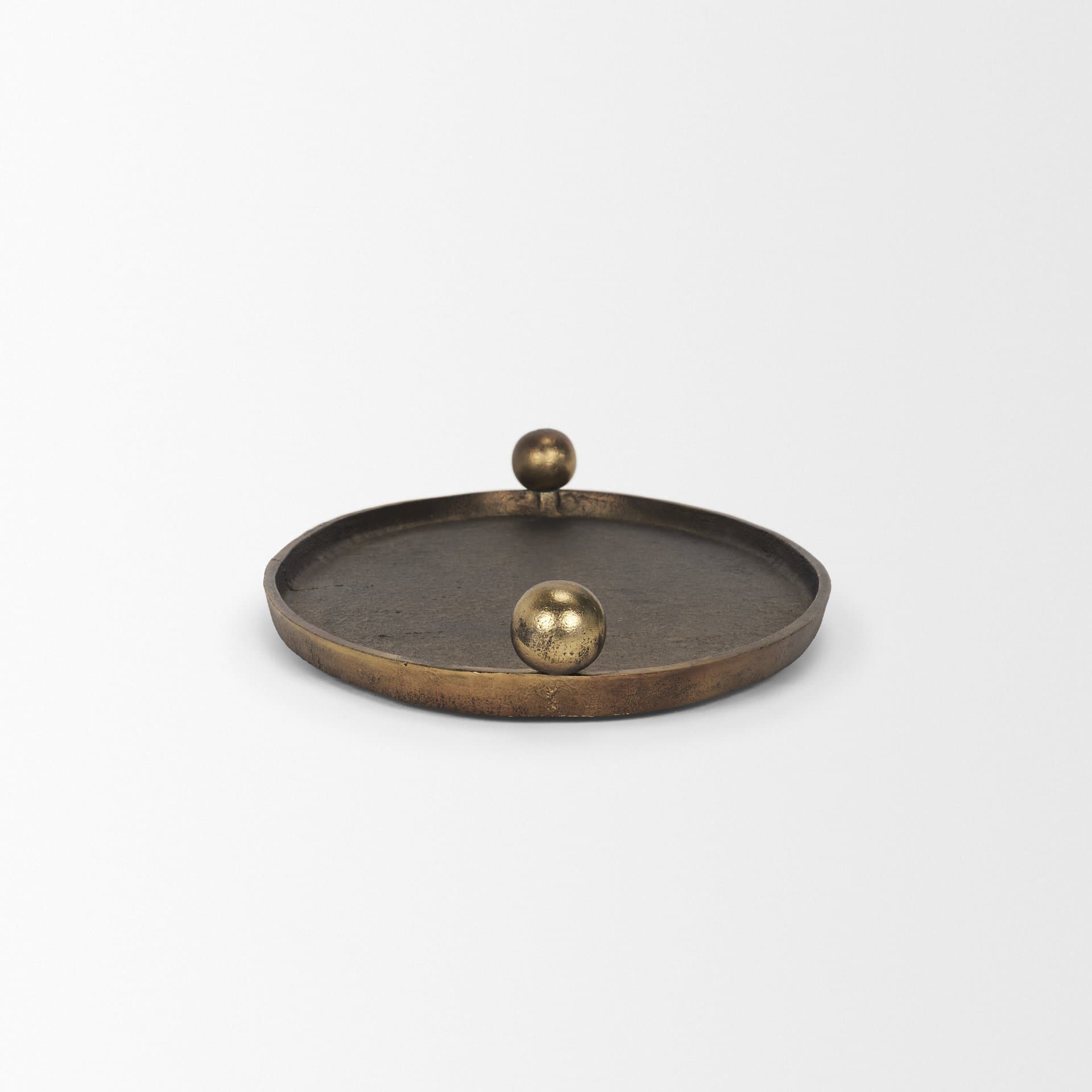 Jianna Large Oval Textured Antiqued Gold Metal Tray with Handles — product photograph