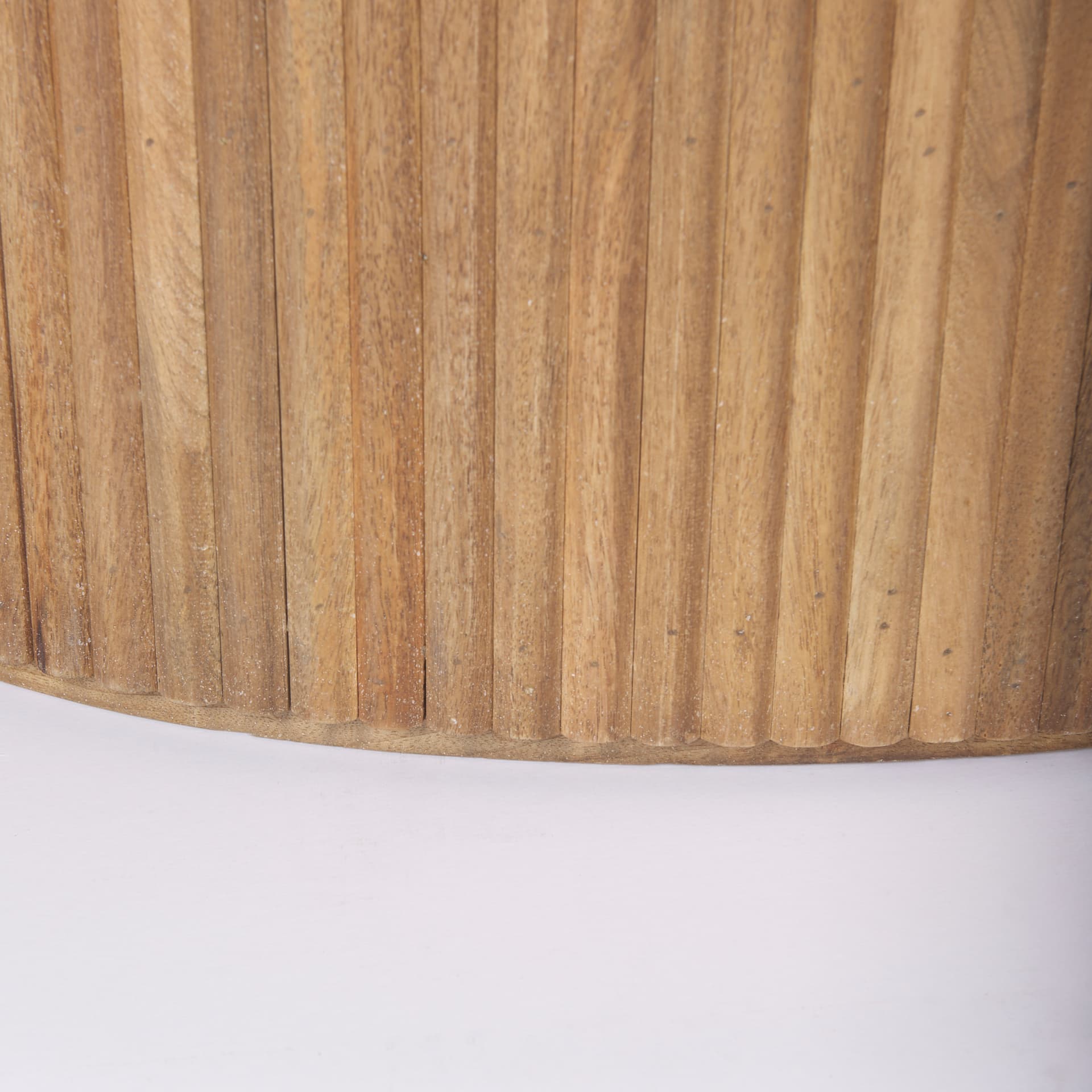 Terra 48L x 28W x 15H Light Brown Wood Oval Fluted Coffee Table — product photograph