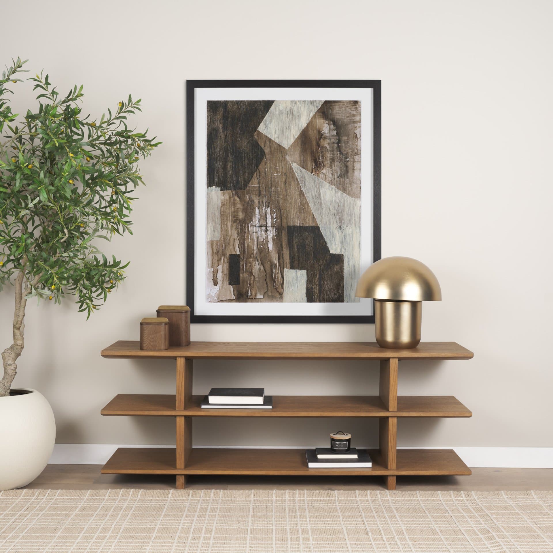 Benton Brown Wood w/ Brass Handle Decorative Box Set — product photograph