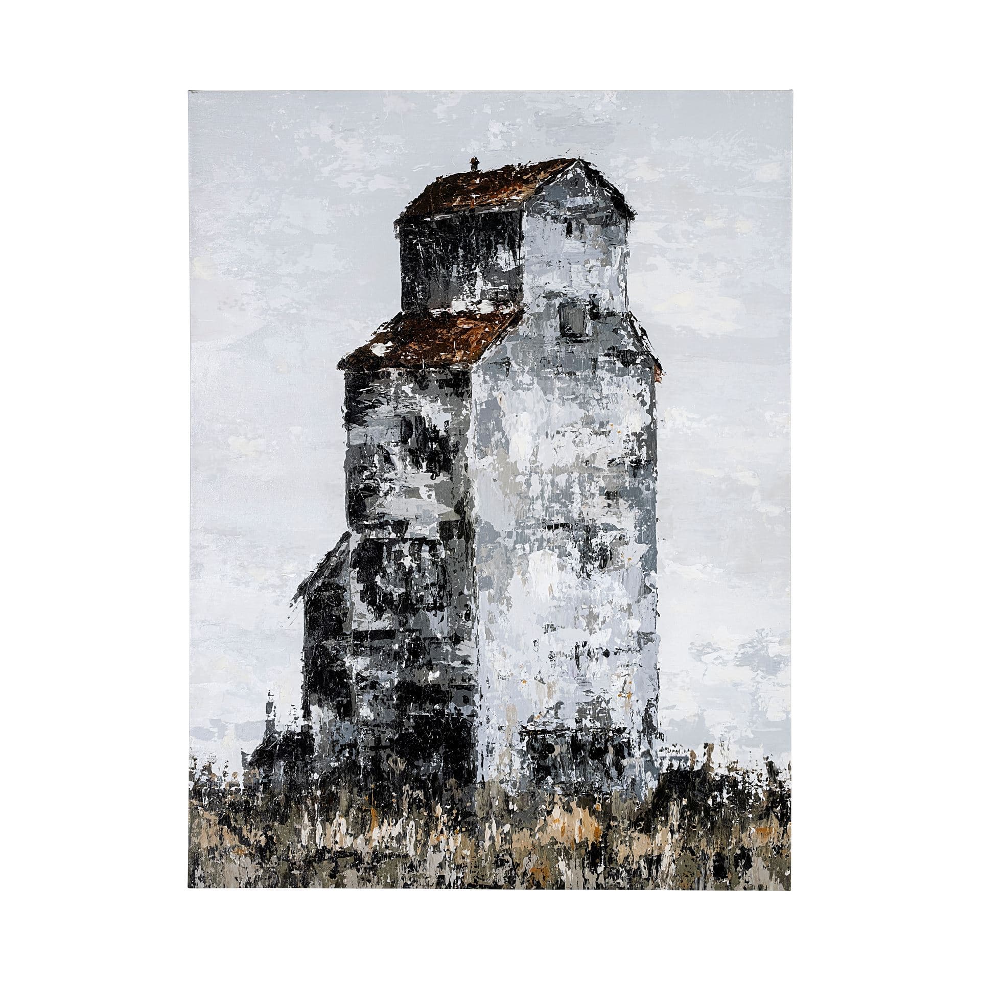 Abandoned Grain Elevator I by Mercana Studio a Hand Embellished Textured Canvas — product photograph
