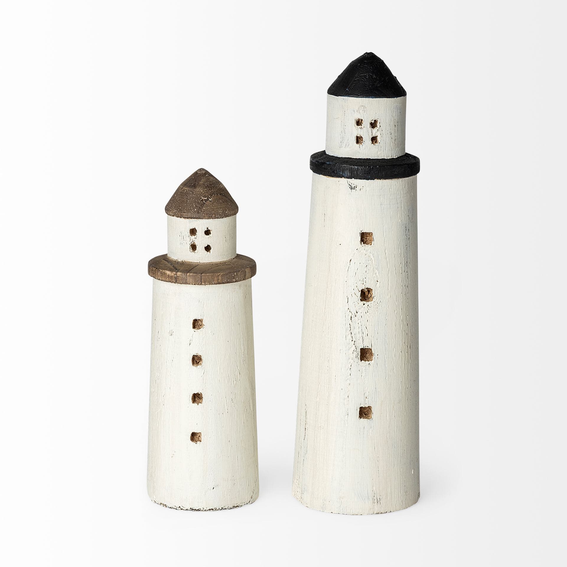 Abner (Large) 4L x 4W White Wooden Coastal Lighthouse — product photograph