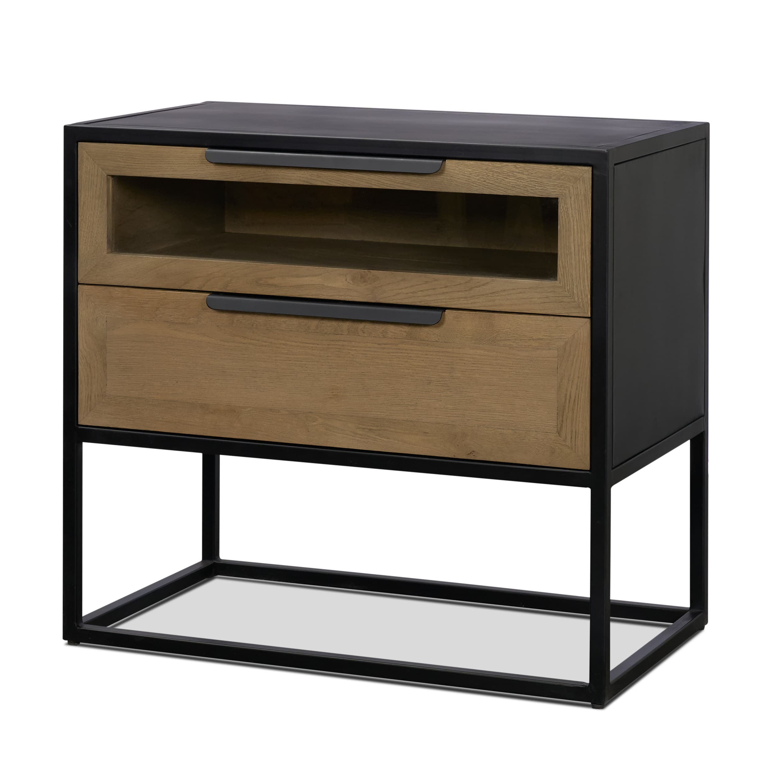 Sloan Light Brown W/ Black Metal Frame Side Table — product photograph