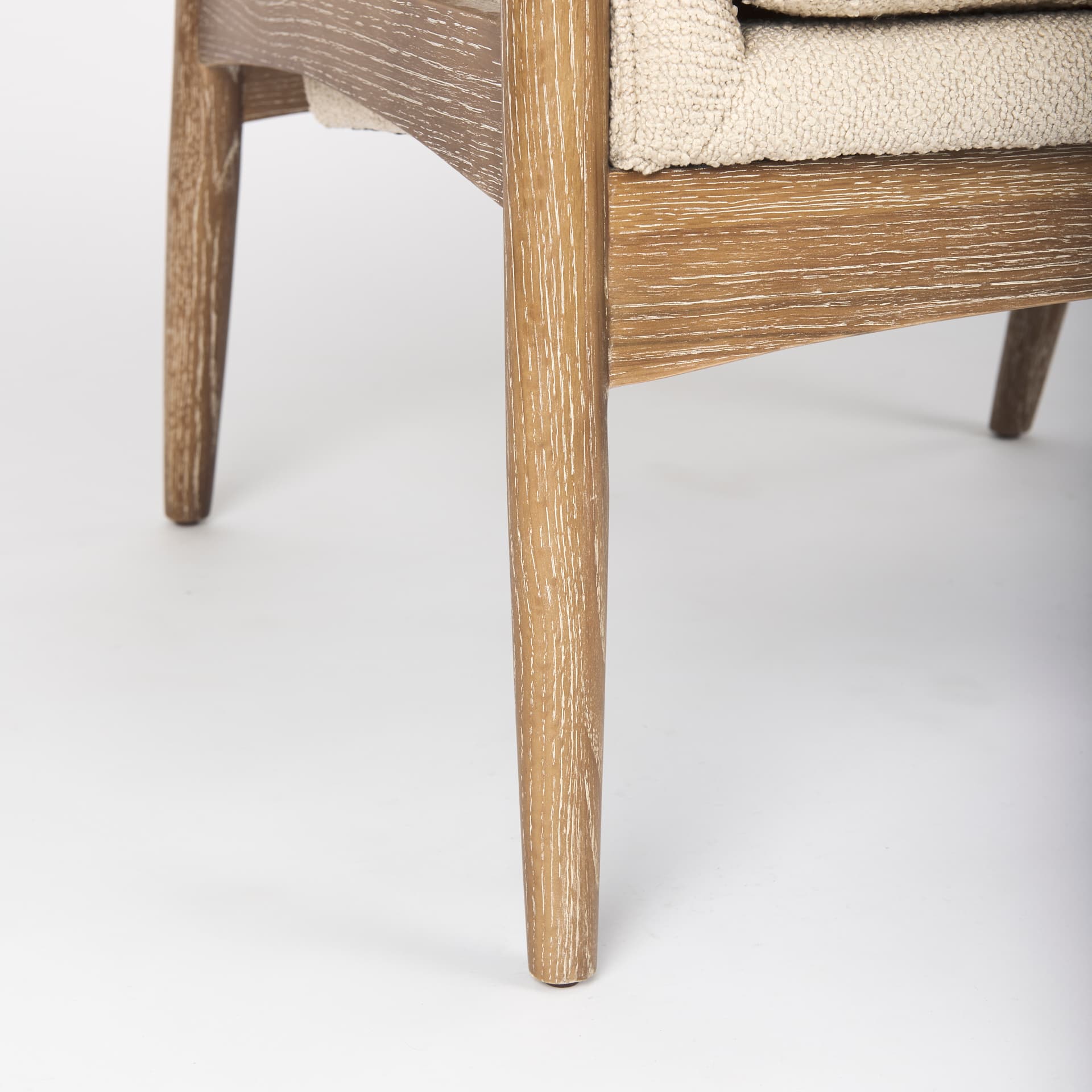Westan Cream Boucle Fabric W/Light Brown Wood Accent Chair — product photograph