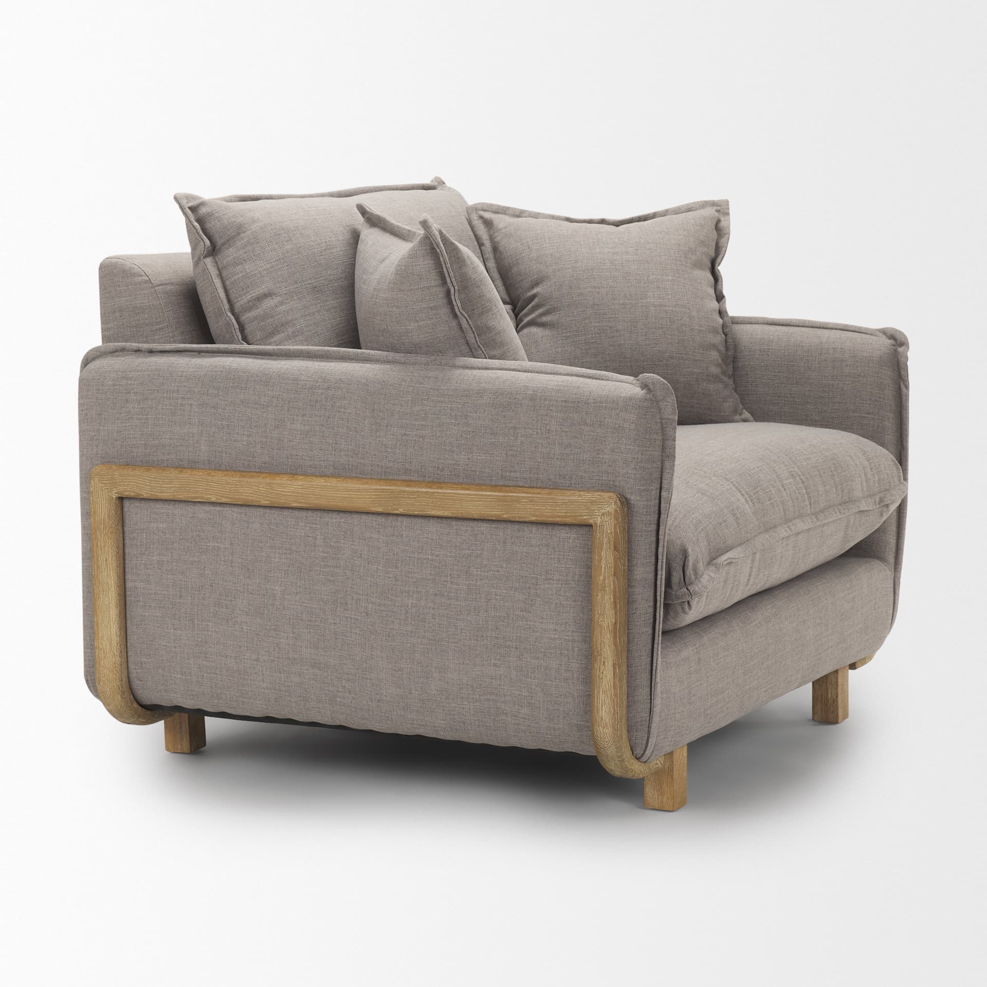 Roy II Flint Gray Upholstered and Brown Wood Frame Arm Chair — product photograph