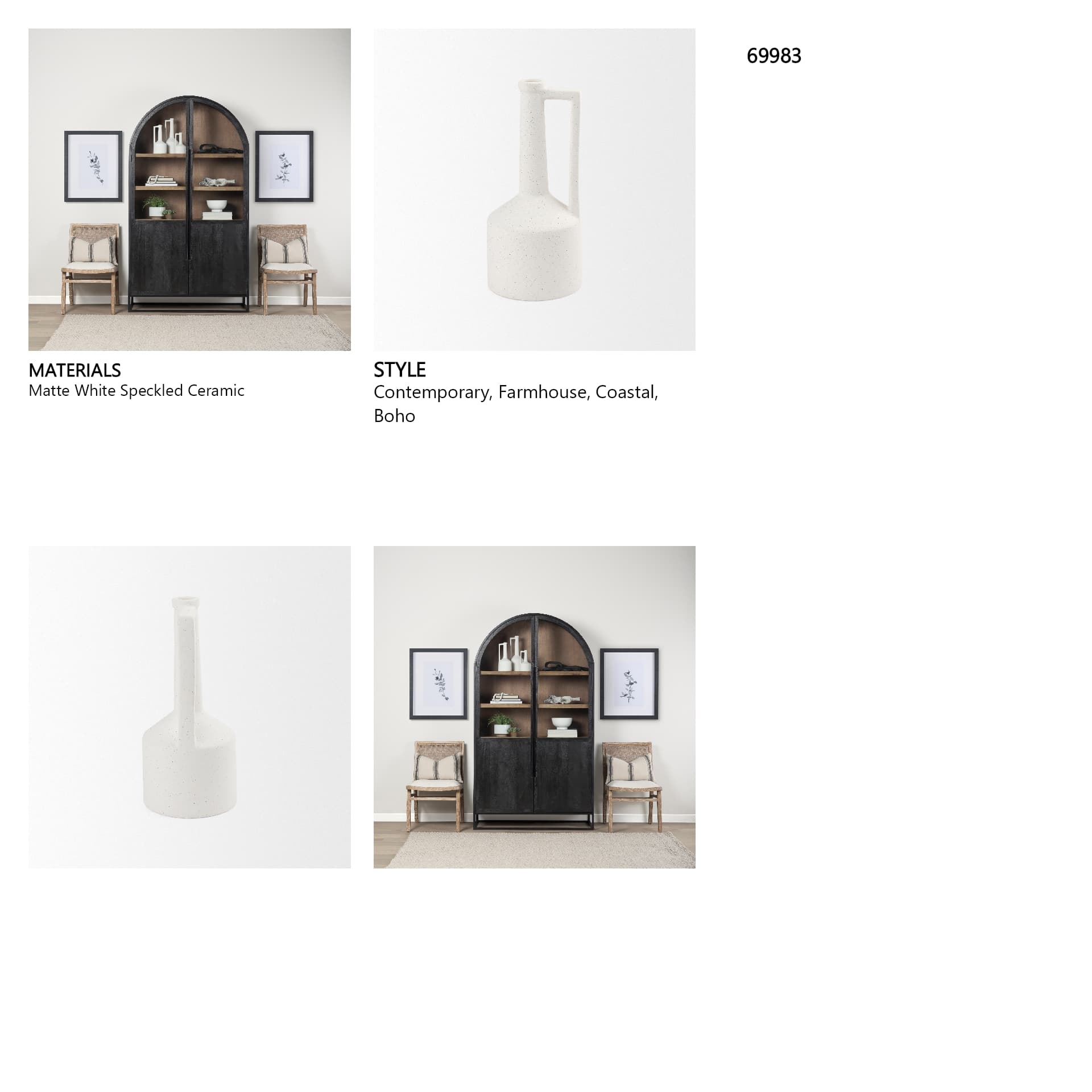 Burton 14.2H Medium White Ceramic Jug Vase — in a styled room