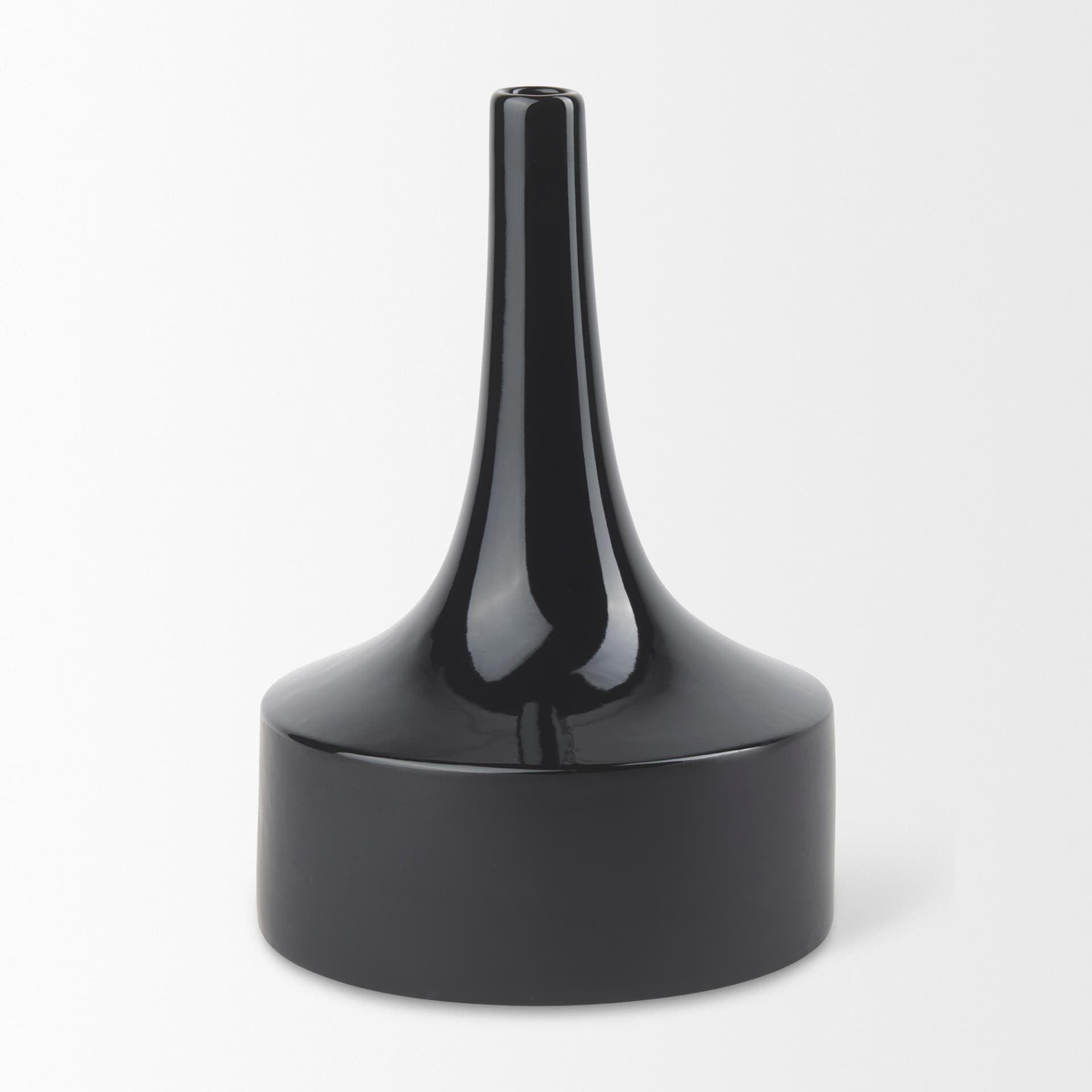 Burton 13.1H Large Glossy and Matte Black Ceramic Jug Vase — product photograph