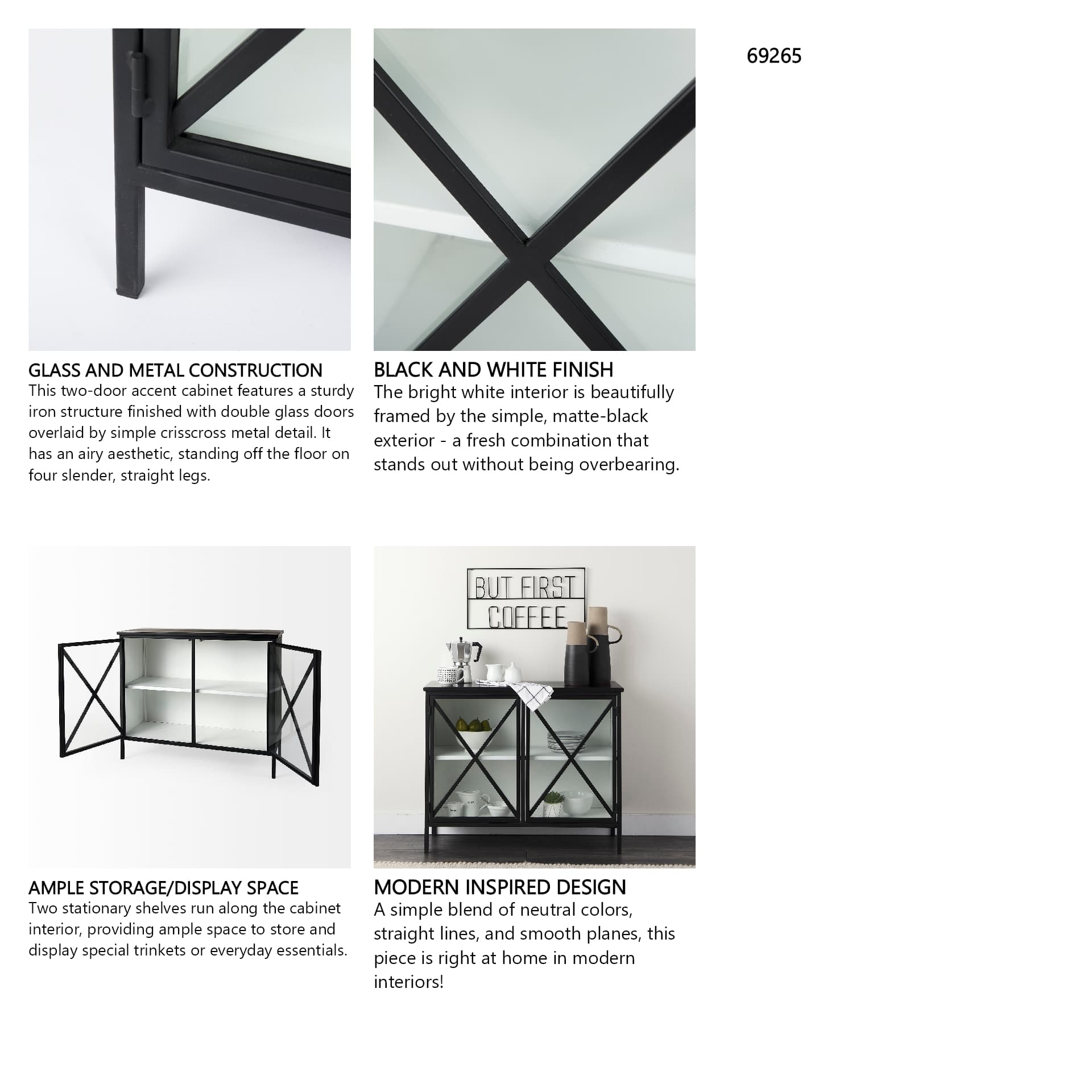 Aurelia Two Door Glass Cabinet — in a styled room