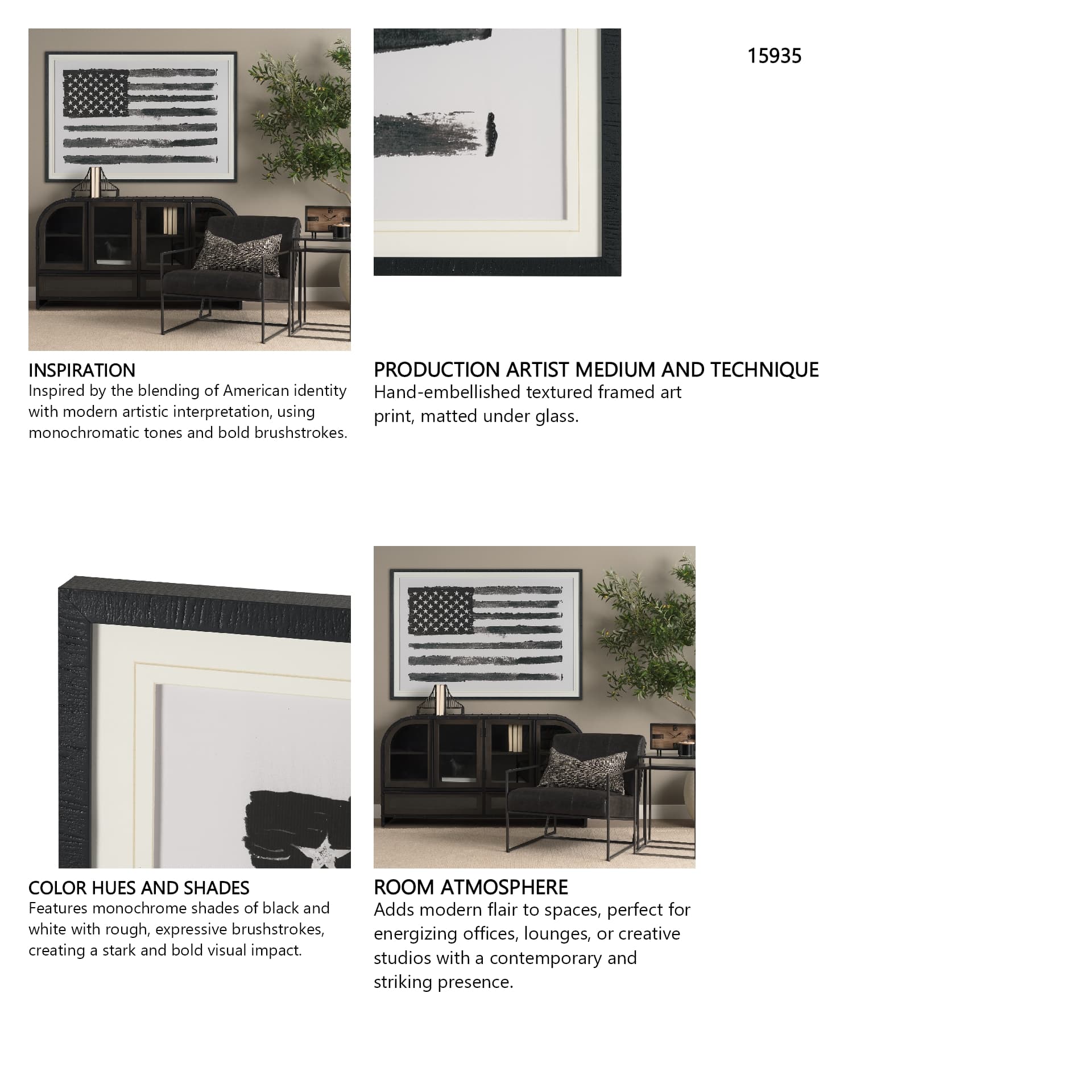 Liberty by Mercana Studio Hand Embelished Textured Framed Artwork Matted under Glass — in a styled room