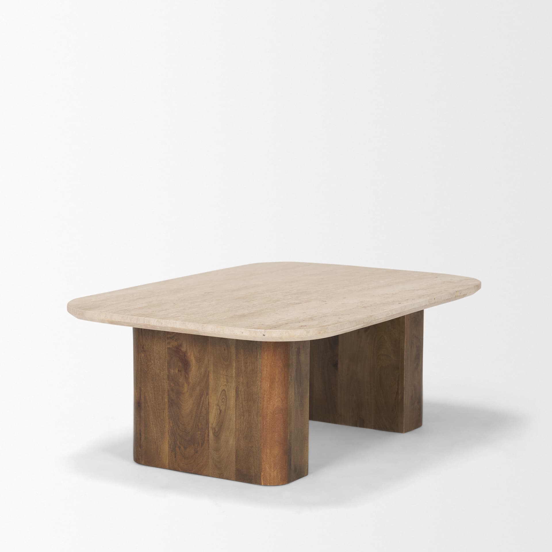 Symona Travertine and Mango Wood Rectangle Coffee Table — product photograph