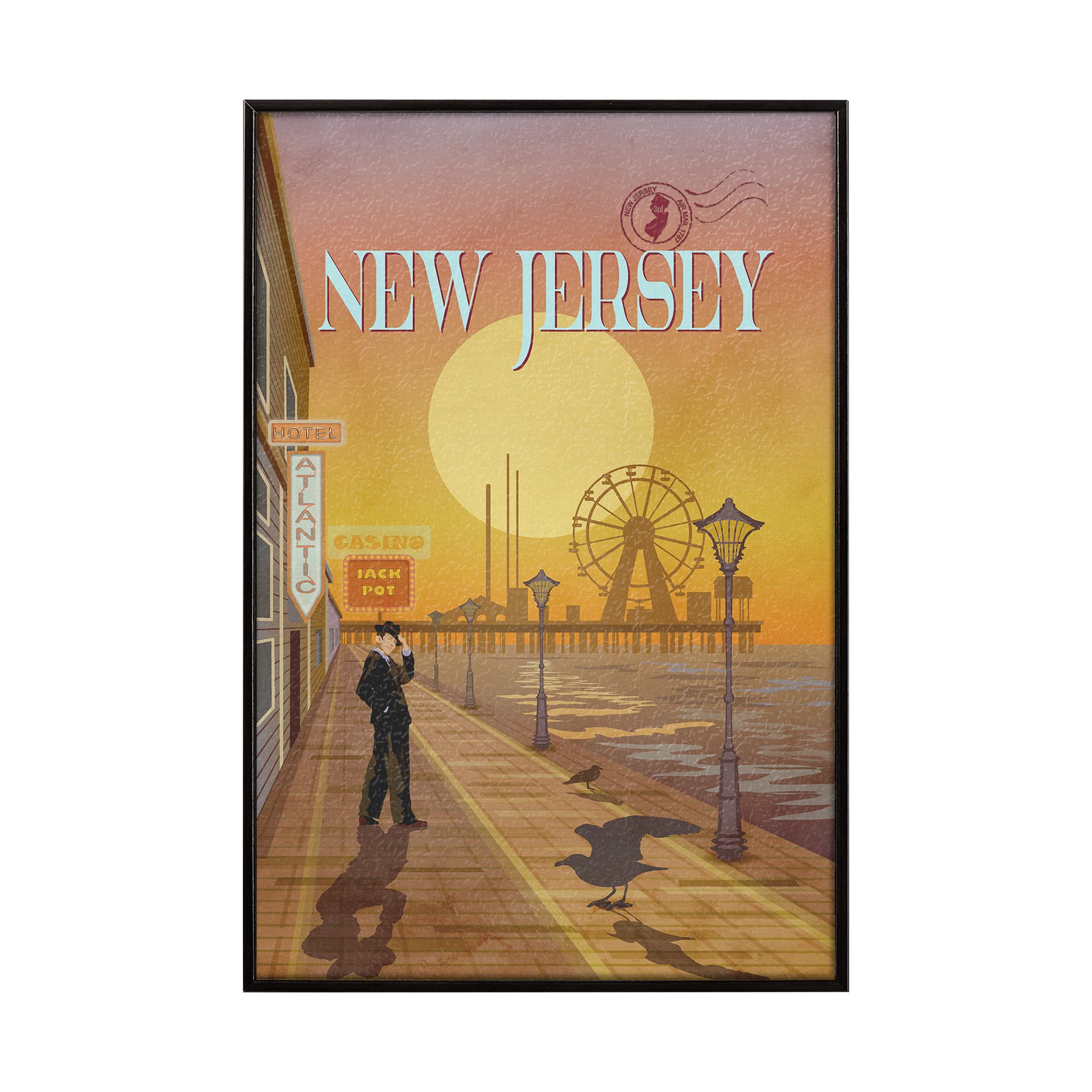 New Jersey Go USA (SM) by Mercana Studio a Hand Embellished Decograph Framed Art Print — product photograph